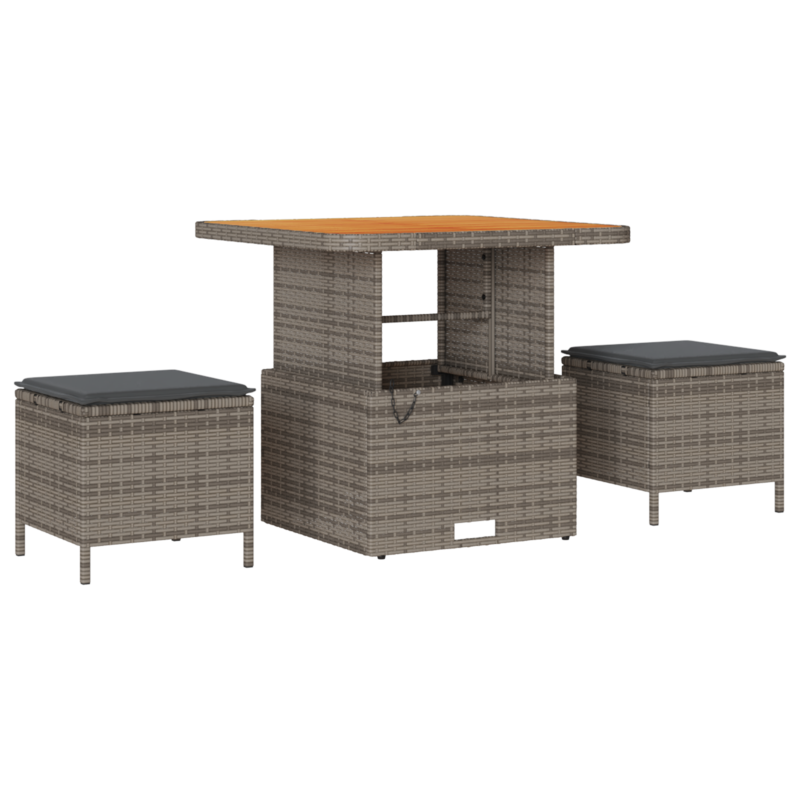 vidaXL 8-delige Tuinbankenset met kussens poly rattan acacia grijs