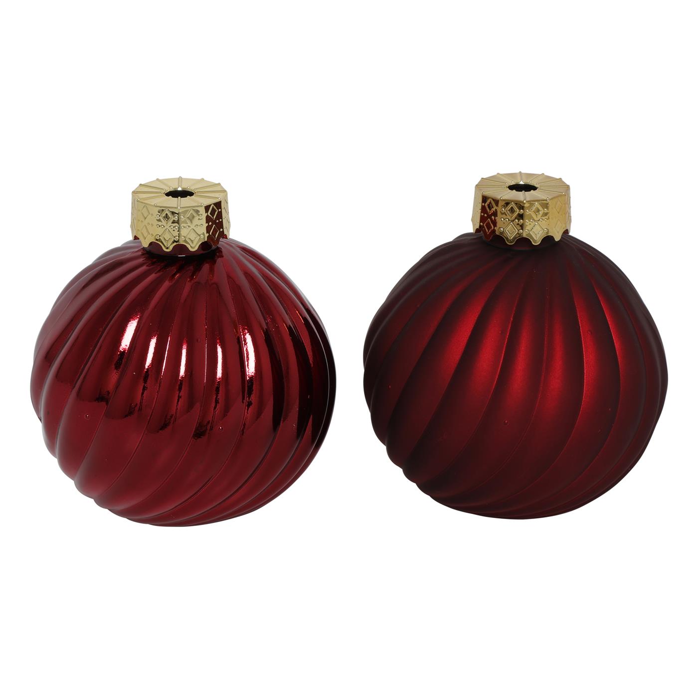 Countryfield Kerstbal vaas Stripe rood glas Ø10cm