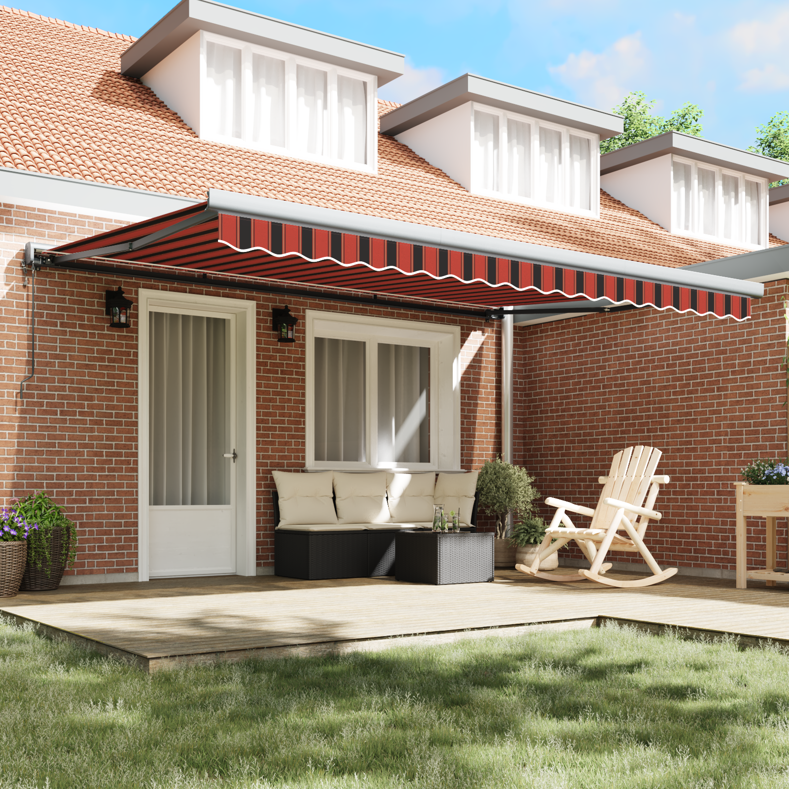vidaXL Automatische Inklapbare Luifel Oranje en Bruin 450x300 cm