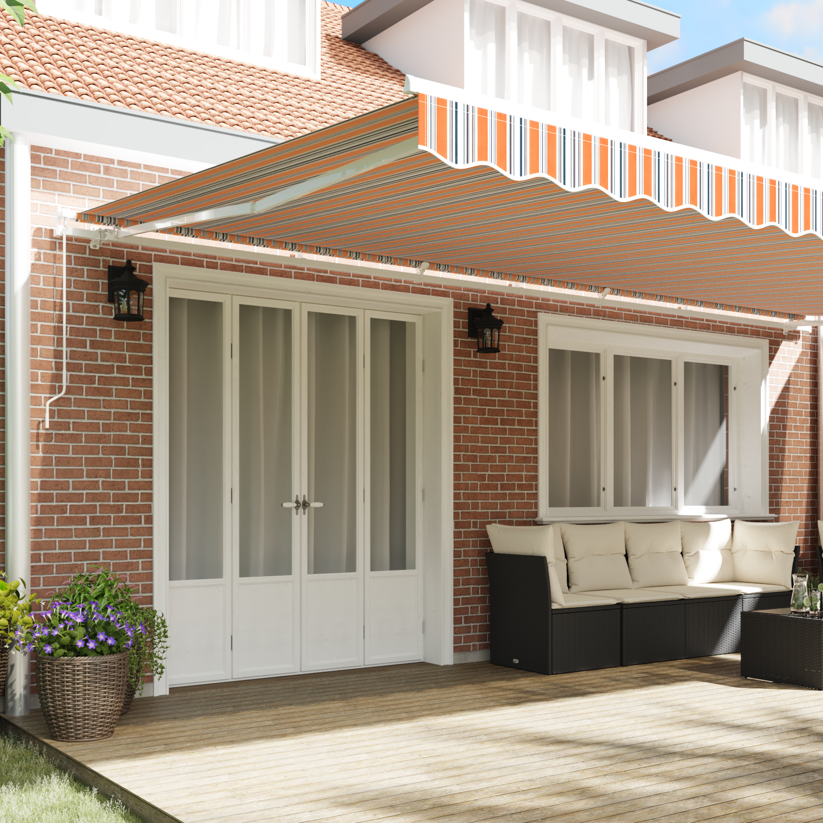 vidaXL Handbediend Uittrekbaar Ligbed Multikleur Streep 600x300 cm