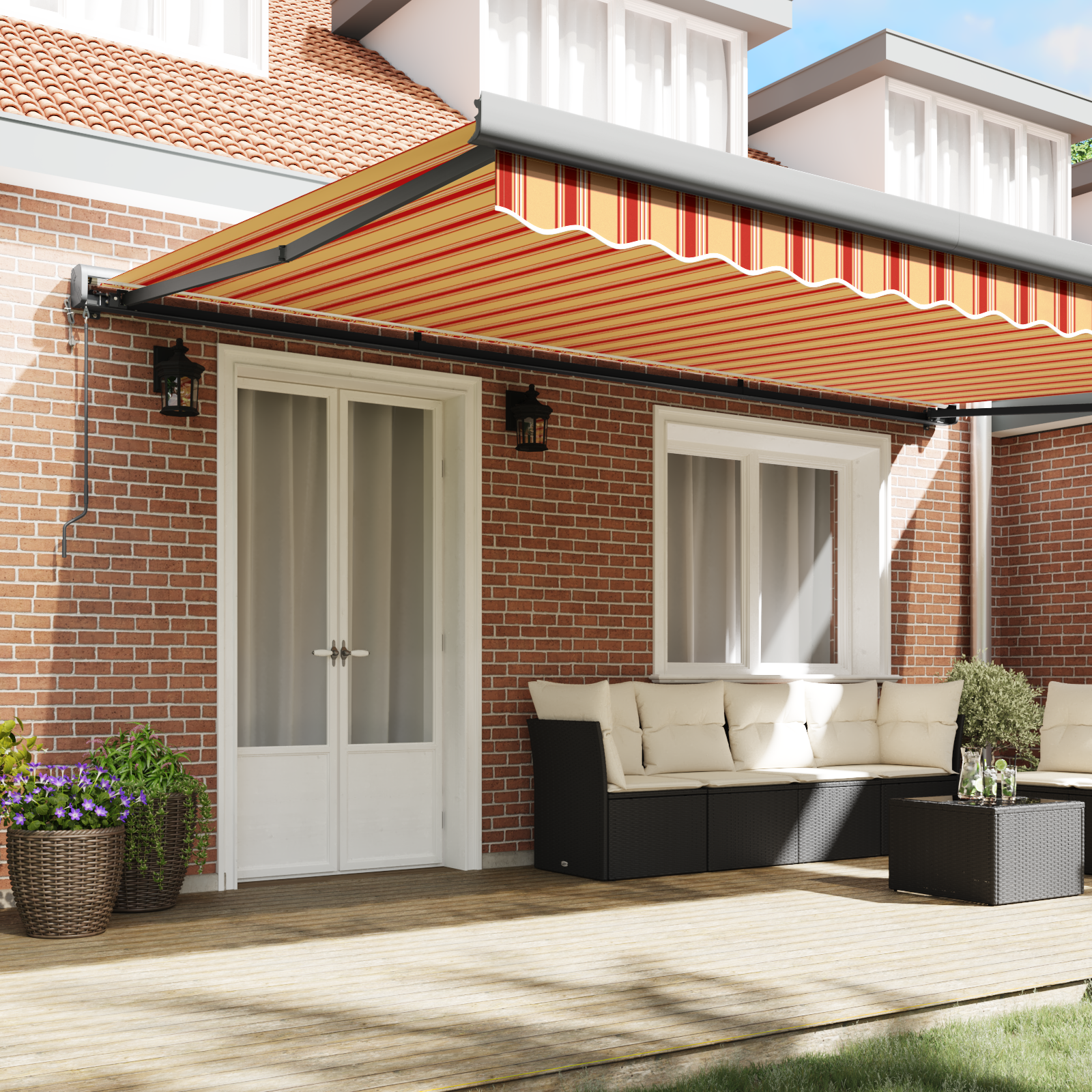 vidaXL Automatische Inklapbare Luifel Geel en Oranje 500x300 cm