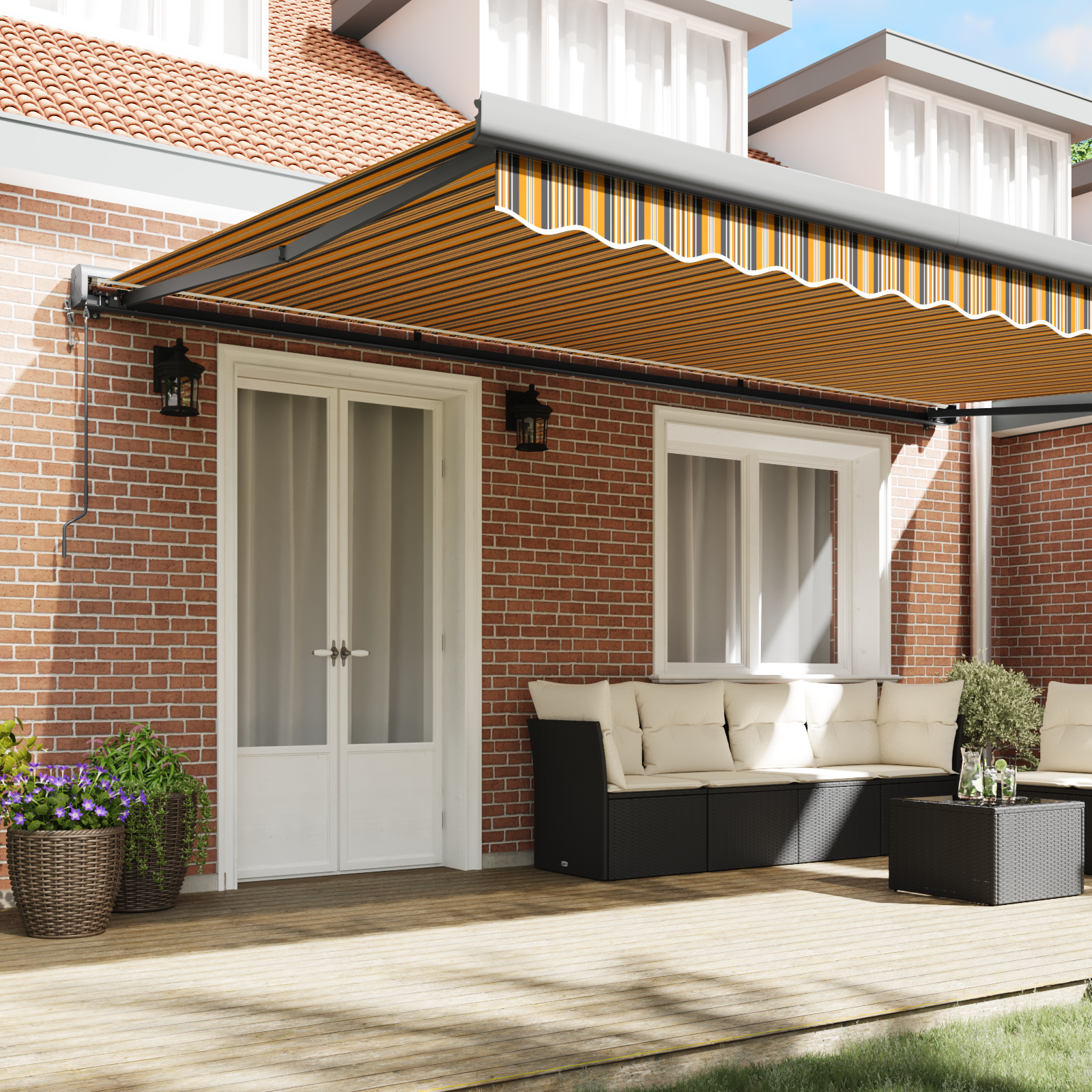 vidaXL Automatische Inklapbare Luifel Multicolor Streep 500x300 cm