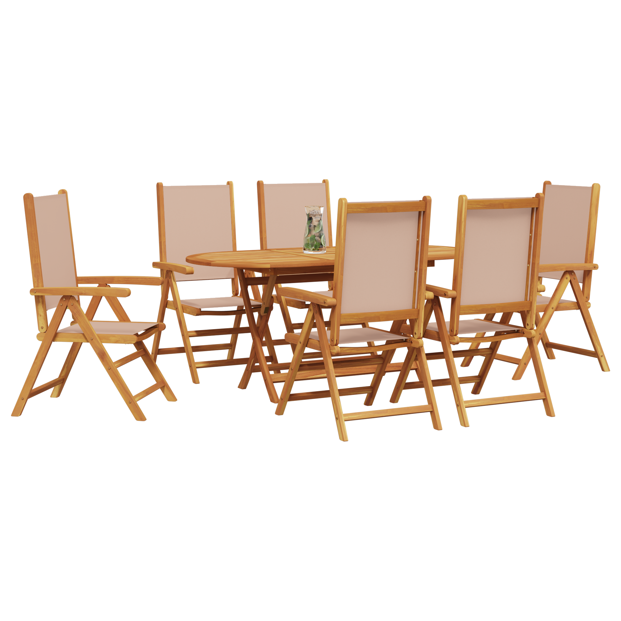vidaXL 7-delige tuinset taupe massief acaciahout