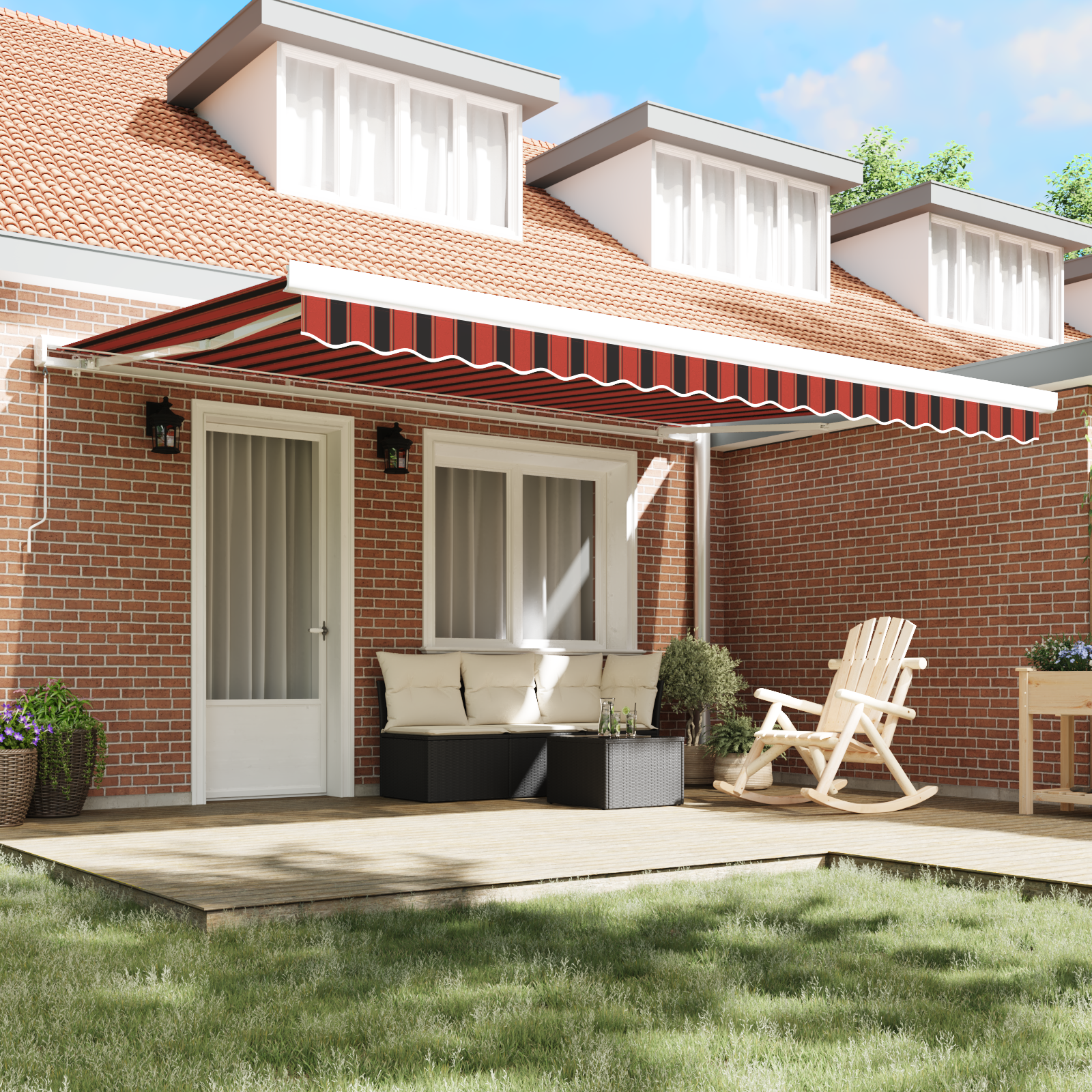 vidaXL Handmatige Inklapbare Luifel in Oranje en Bruin - 450x300 cm