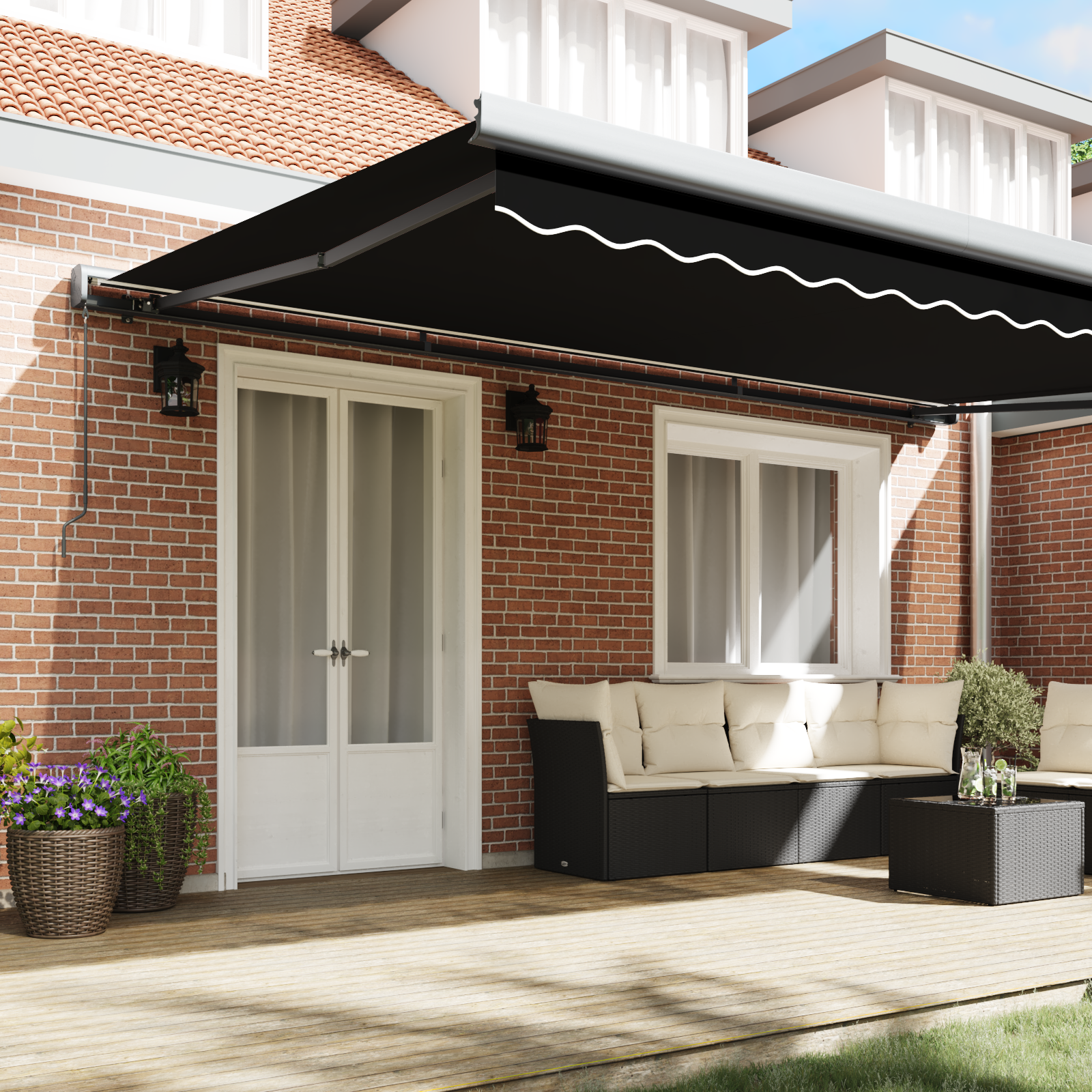 vidaXL Luifel handmatig uitschuifbaar 500x300 cm zwart
