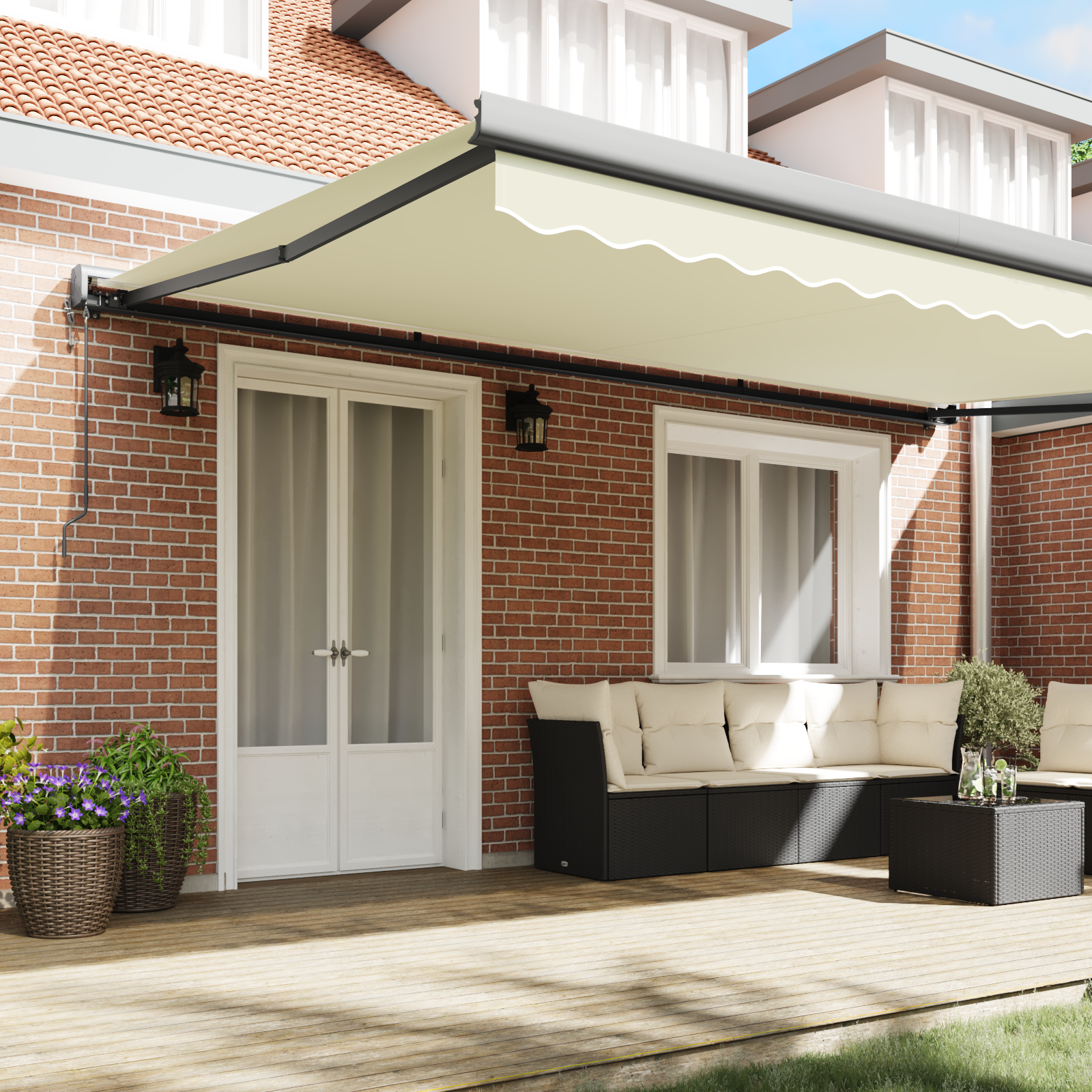 vidaXL Automatische Inklapbare Luifel Crème 500x300 cm