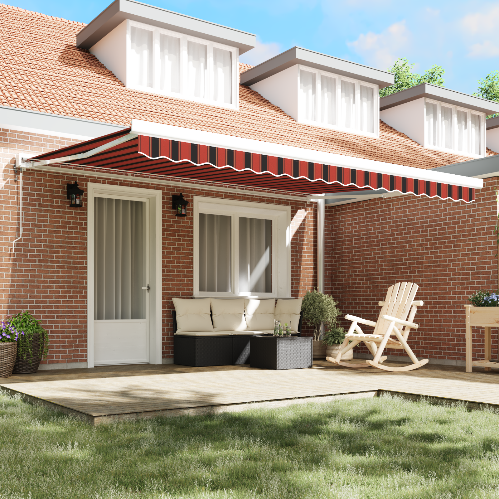 vidaXL Automatische Inklapbare Luifel Oranje en Bruin 450x300 cm