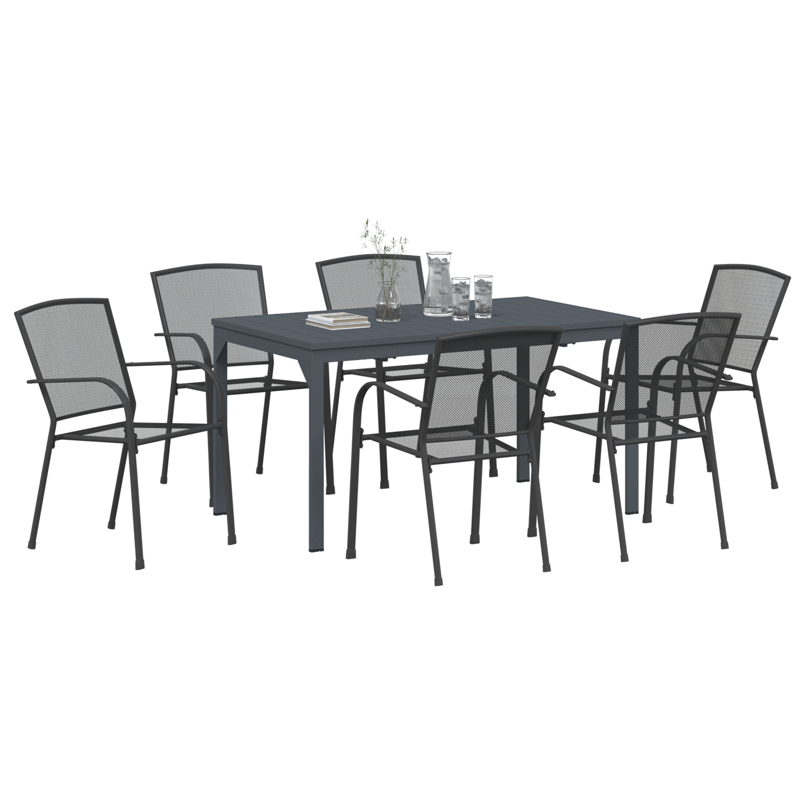 vidaXL 7-delige tuinset antraciet staal