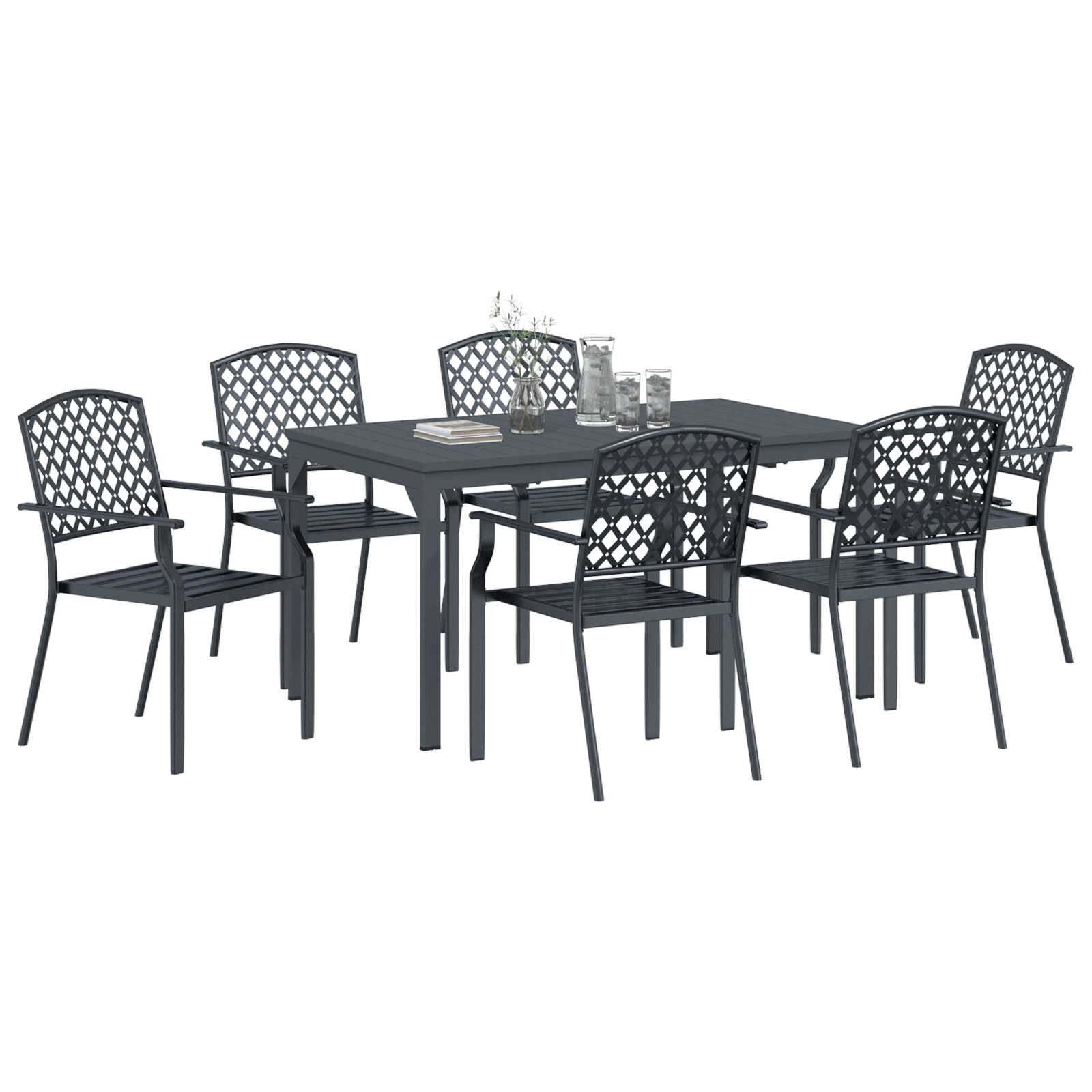 vidaXL 7-delige tuin eetset antraciet staal