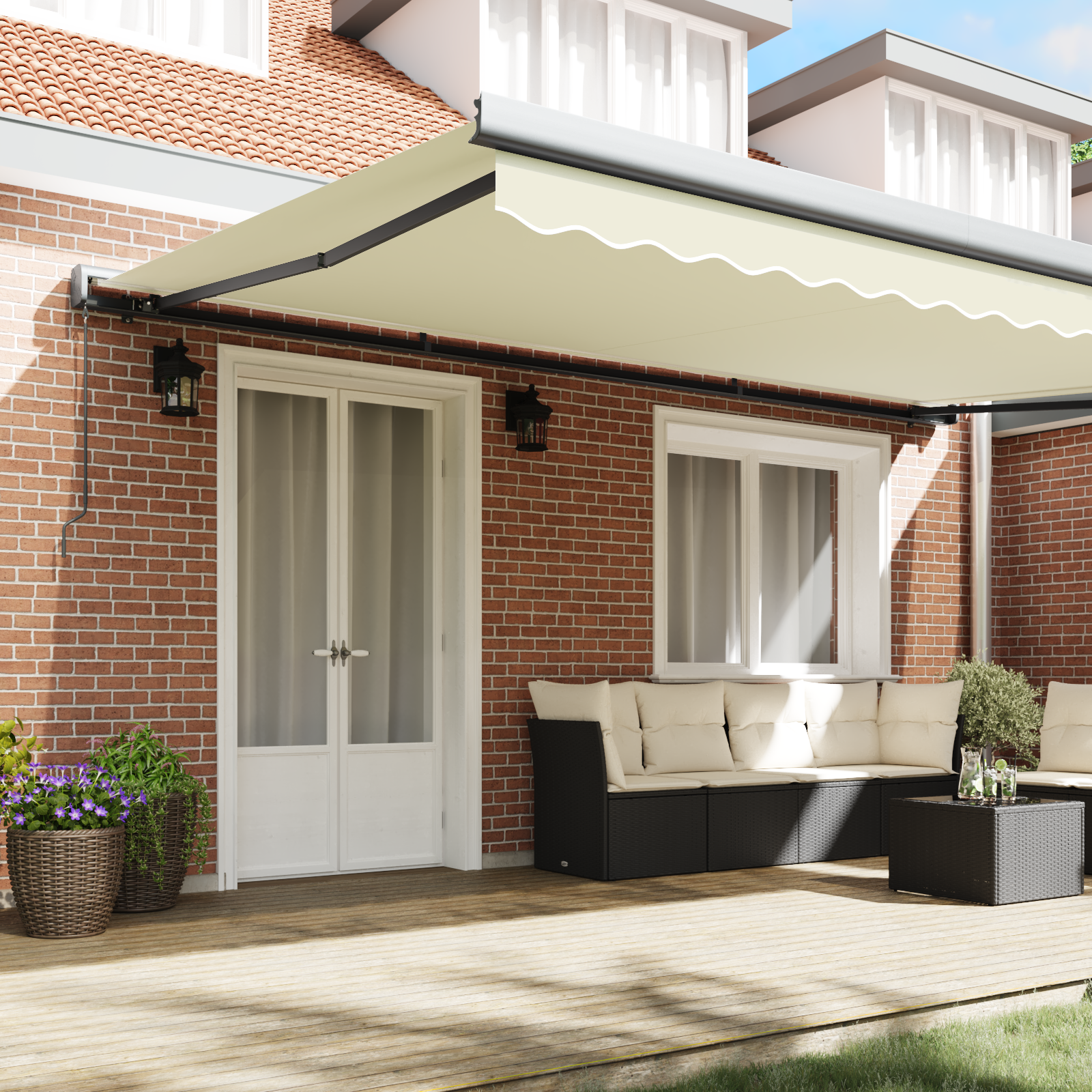 vidaXL Handmatige Inklapbare Luifel Crème 500x300 cm