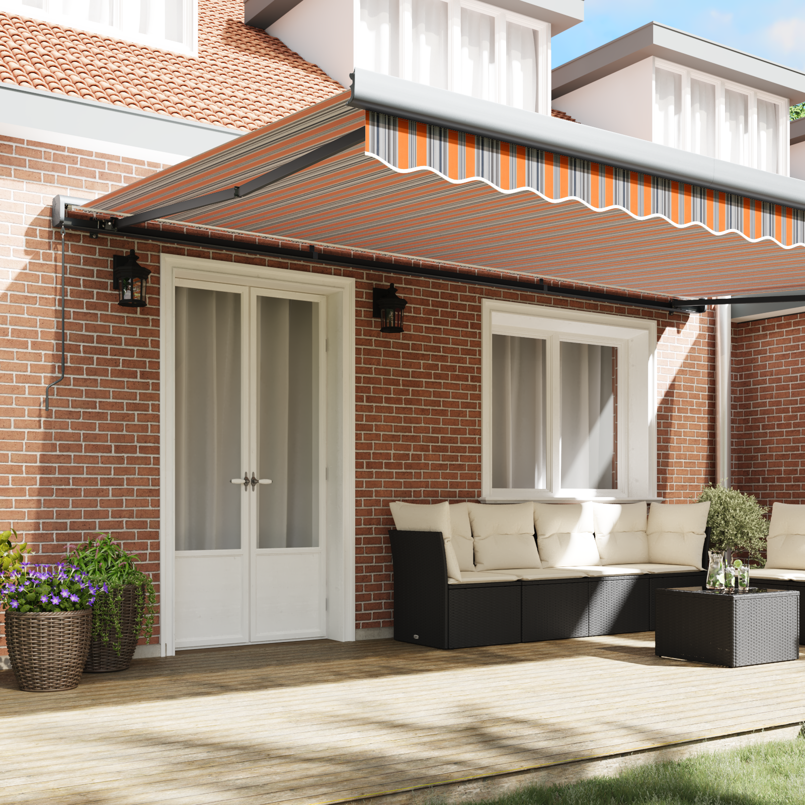vidaXL Handmatige Inklapbare Luifel Meerkleurig Gestreept 500x300 cm
