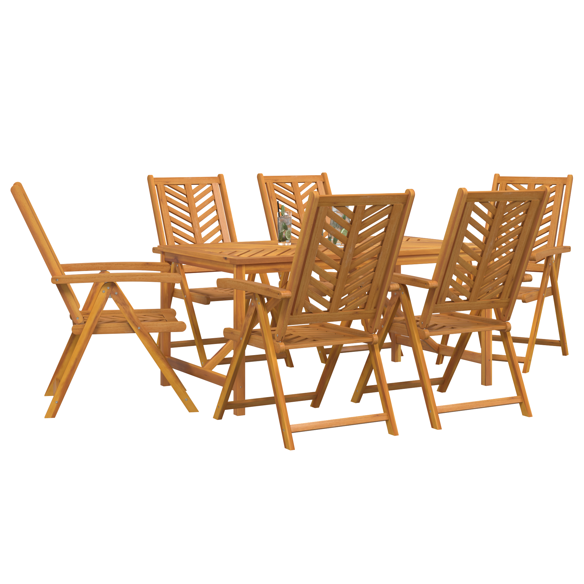 vidaXL 7-delige Tuin Eettafel Set van Massief Acaciahout