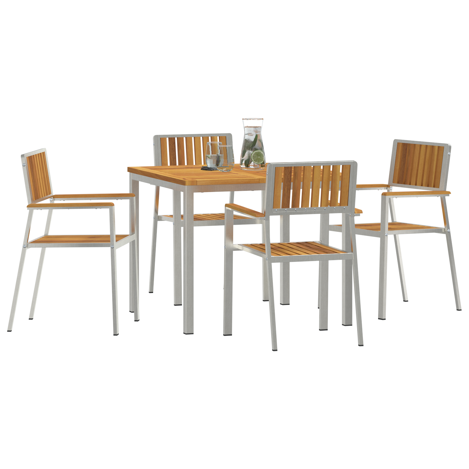 vidaXL 5-delige eetset voor in de tuin van massief acaciahout
