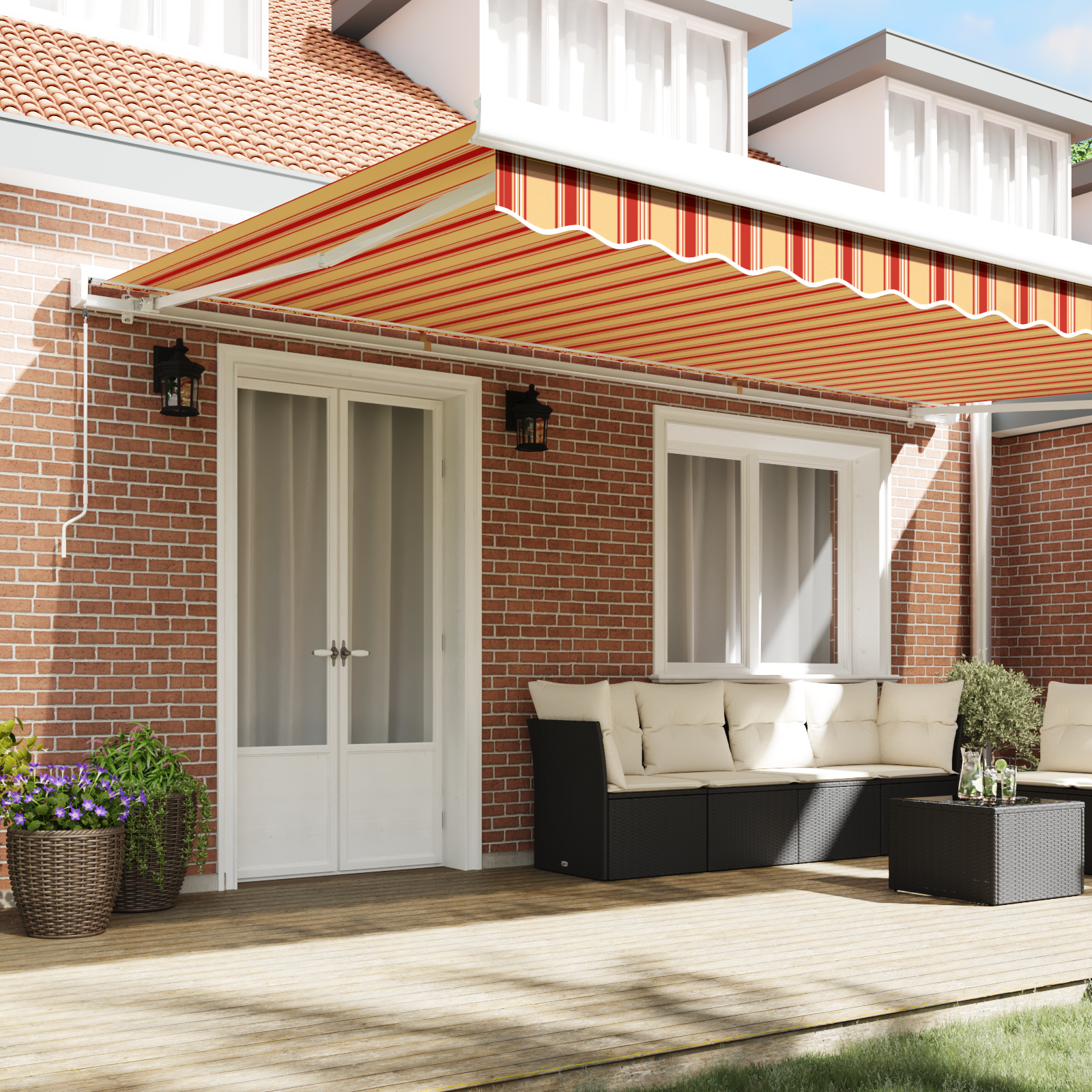 vidaXL Handmatige Inklapbare Luifel Geel en Oranje 500x300 cm