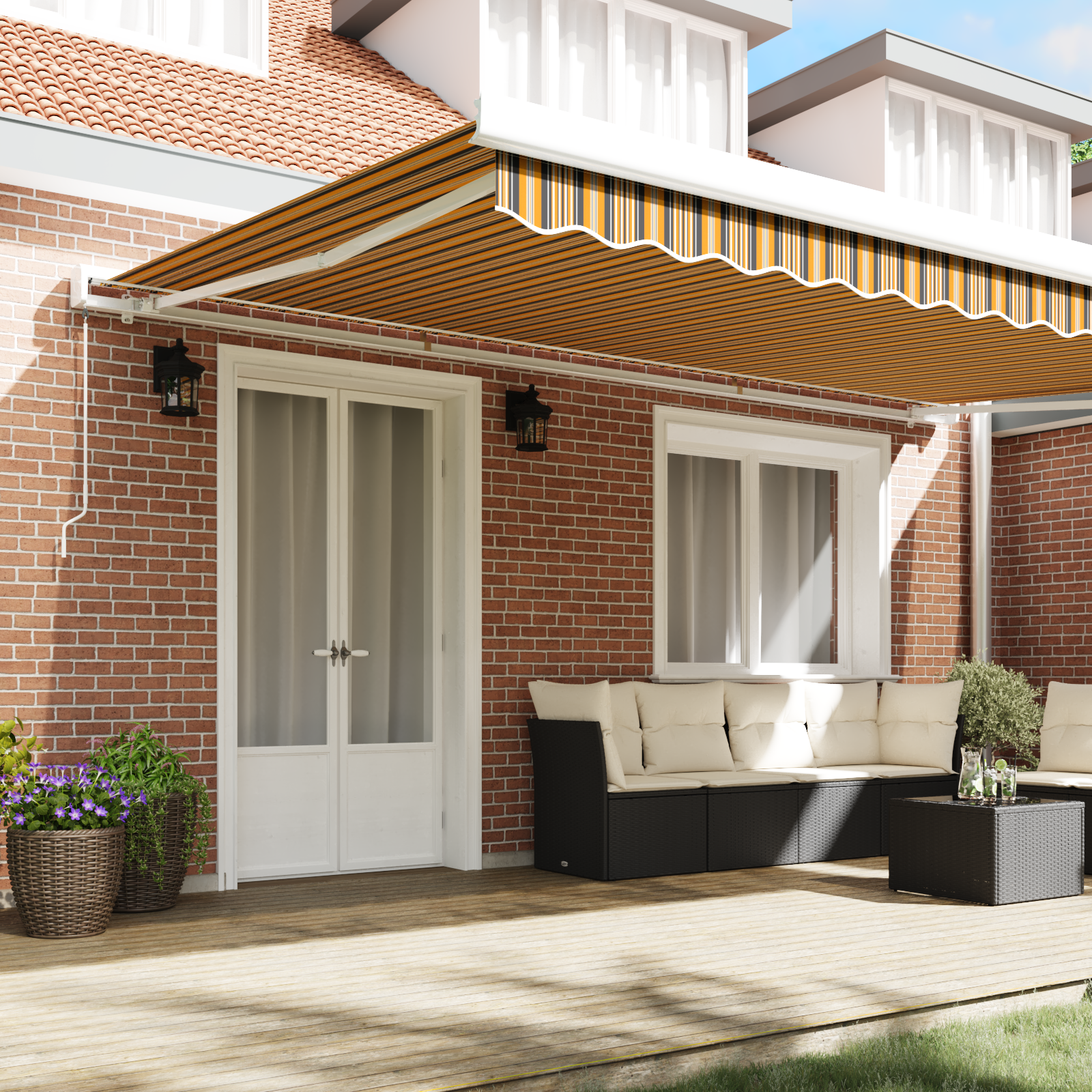 vidaXL Handmatige Intrekbare Luifel Meerkleurige Streep 500x300 cm