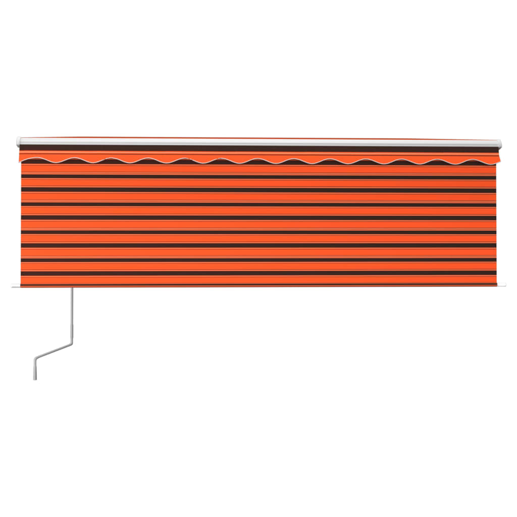 vidaXL Luifel met rolgordijn, LED en windsensor 4,5x3 m oranje bruin