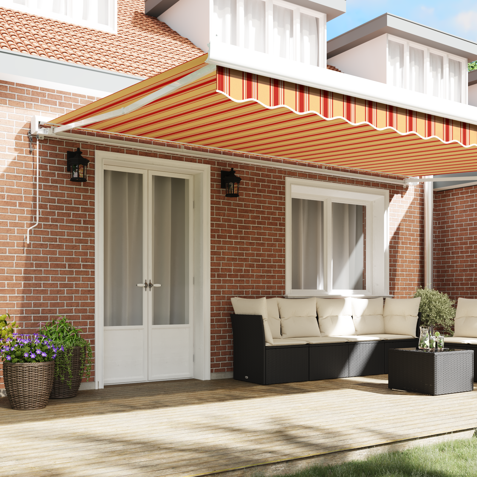 vidaXL Automatische Inklapbare Luifel Geel en Oranje 500x300 cm