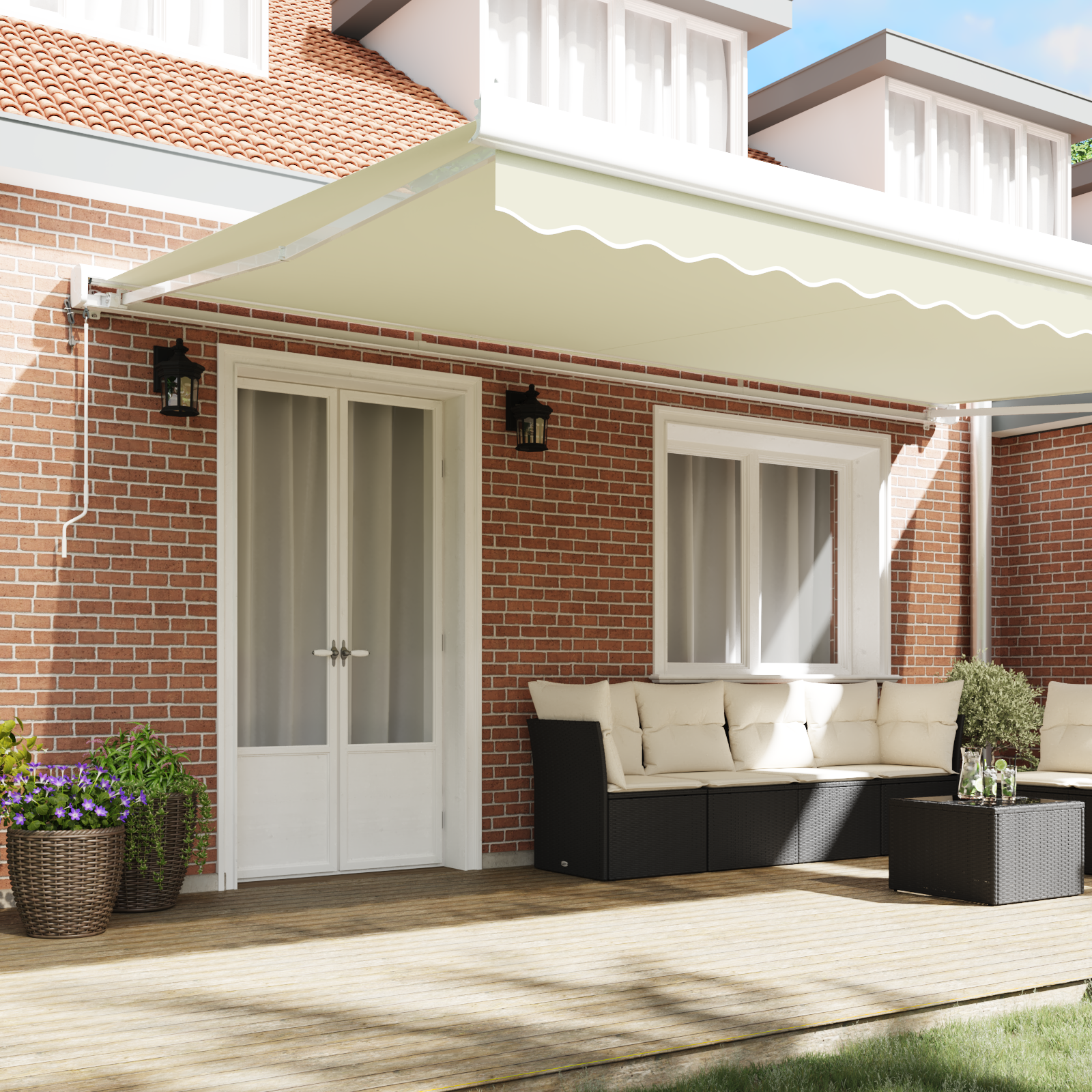 vidaXL Automatische Inklapbare Luifel Crème 500x300 cm