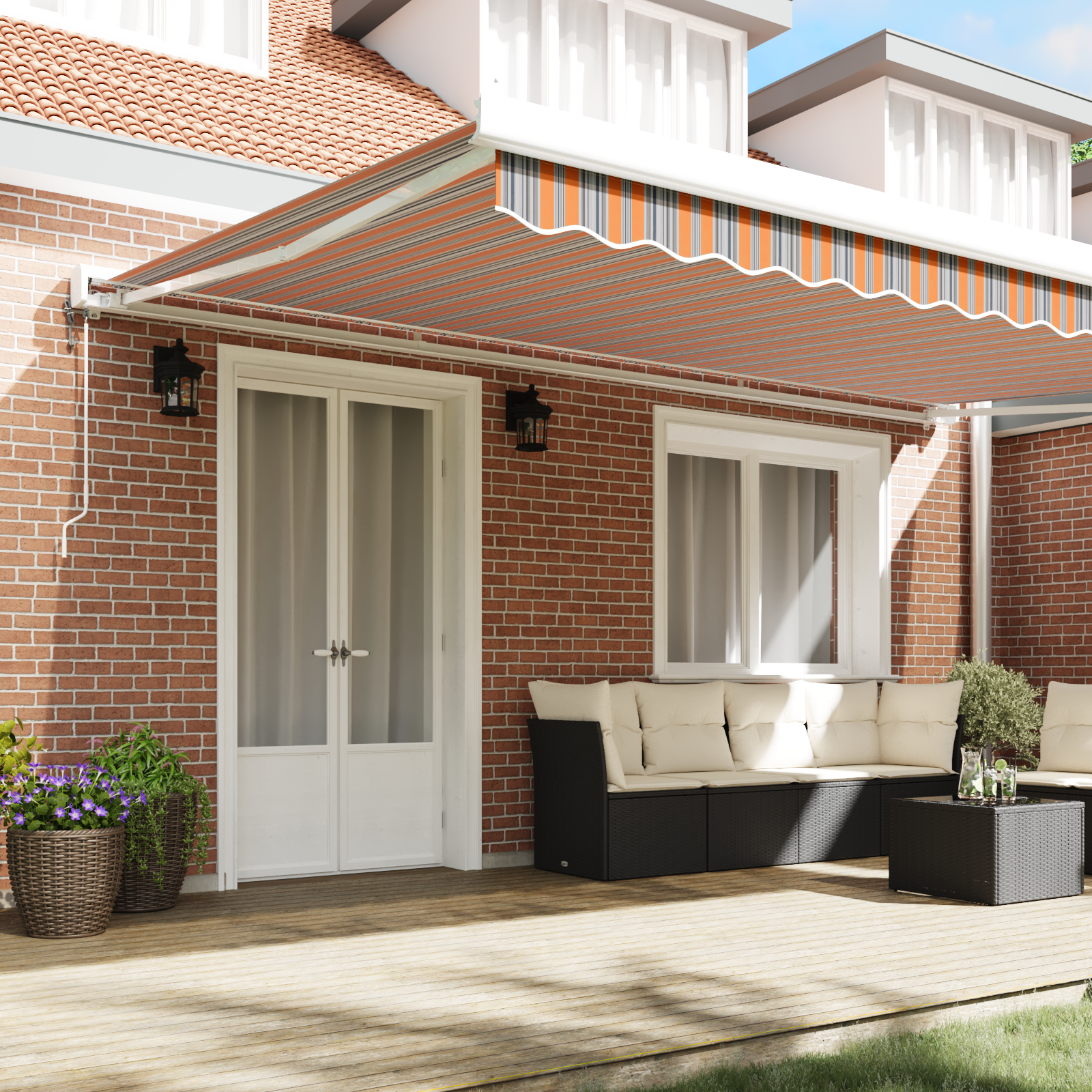 vidaXL Automatische Inklapbare Luifel Multicolor Streep 500x300 cm