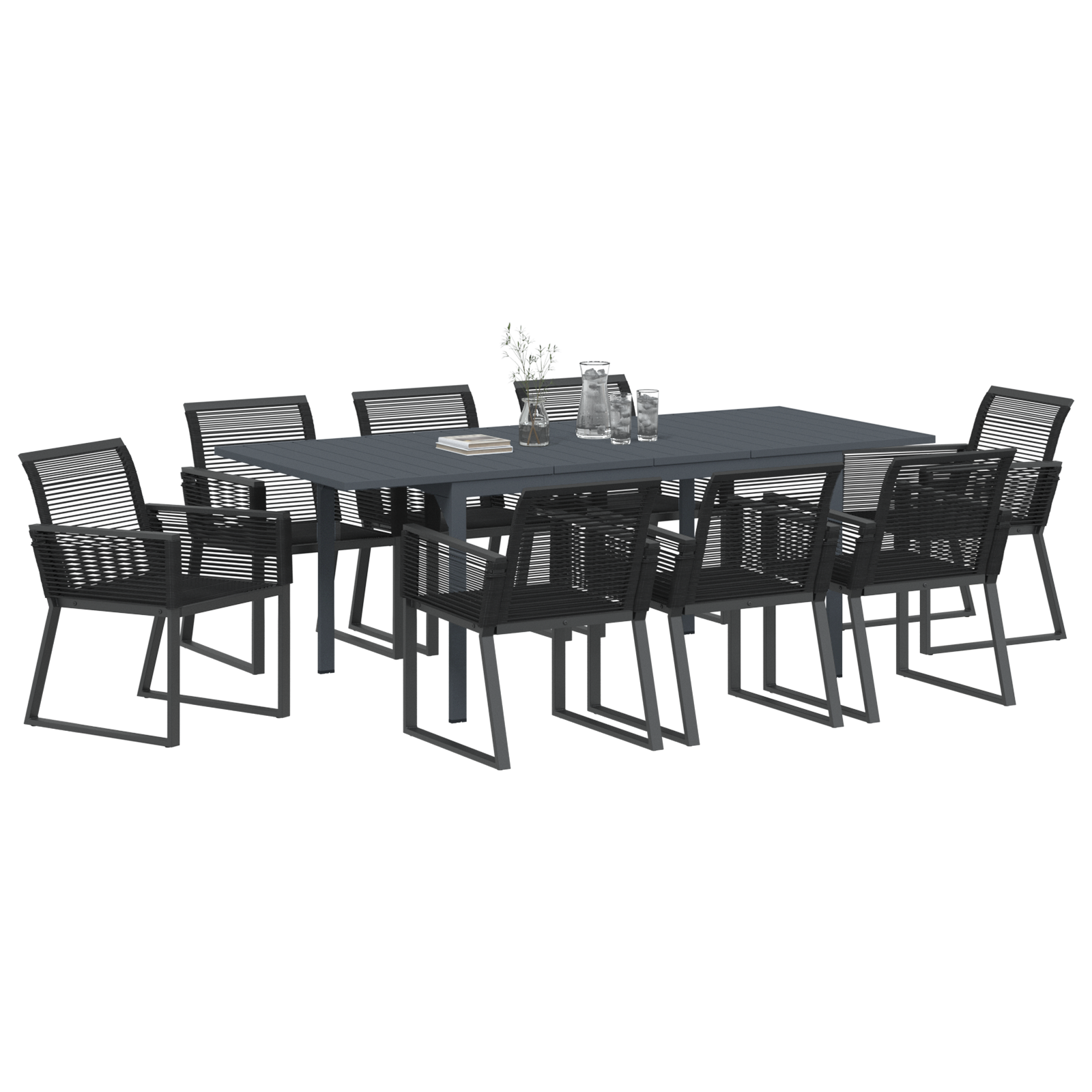 vidaXL 9-delige tuinset zwart poly rattan