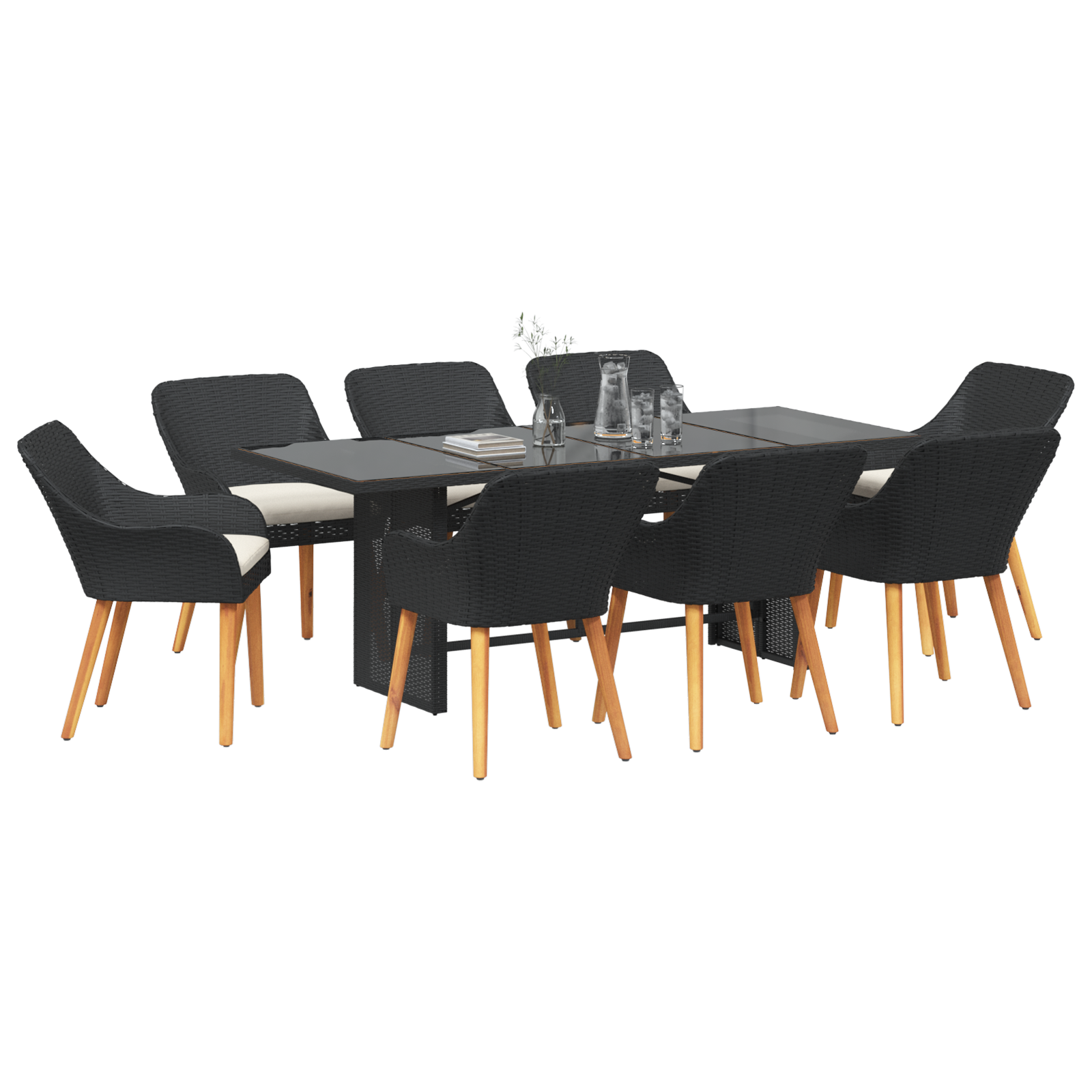 vidaXL 9-delige tuinset zwart poly rattan