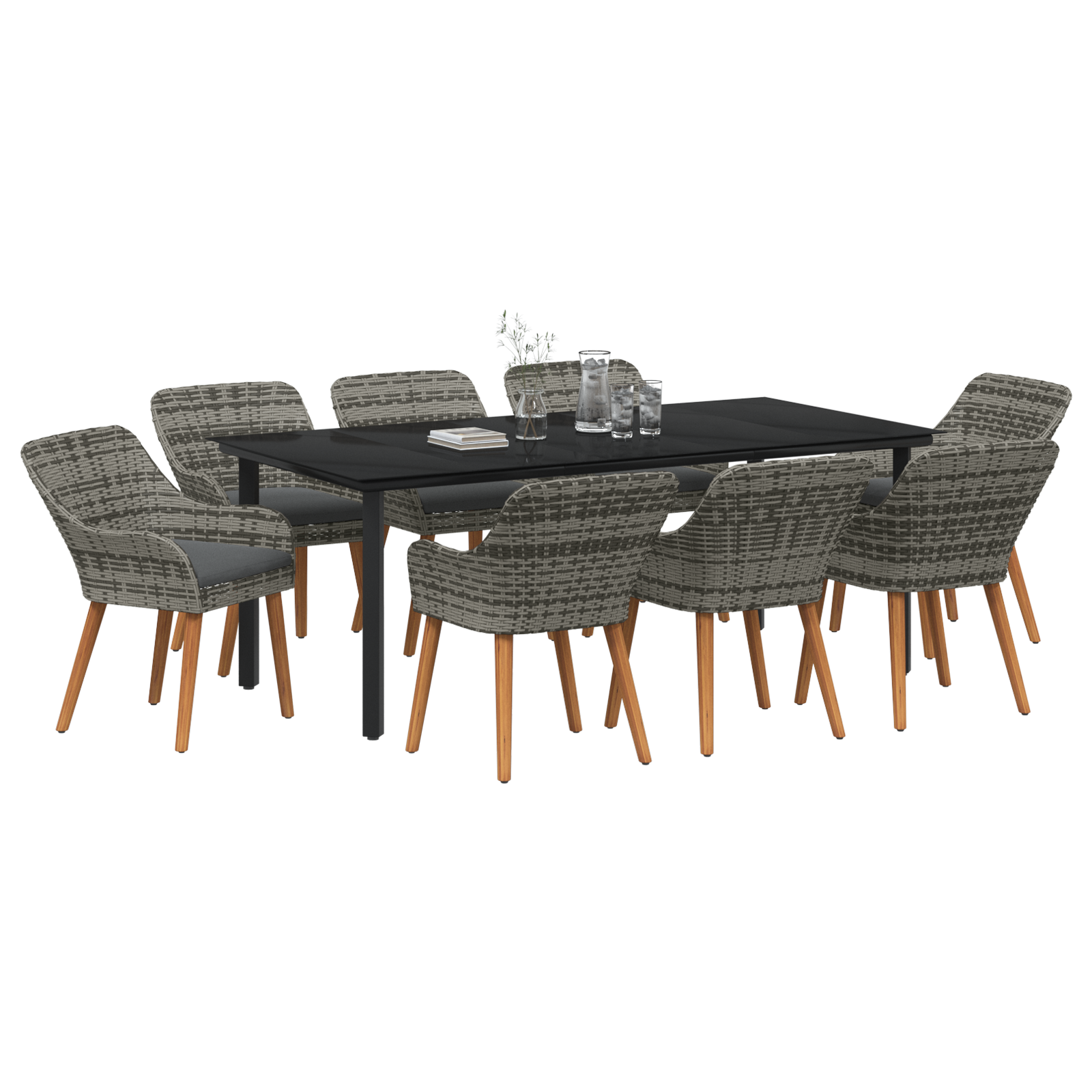 vidaXL 9-delige tuinset grijs poly rattan