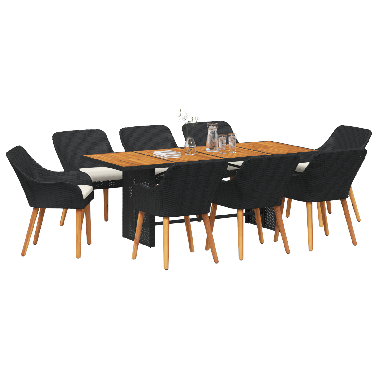 vidaXL 9-delige tuinset zwart poly riet
