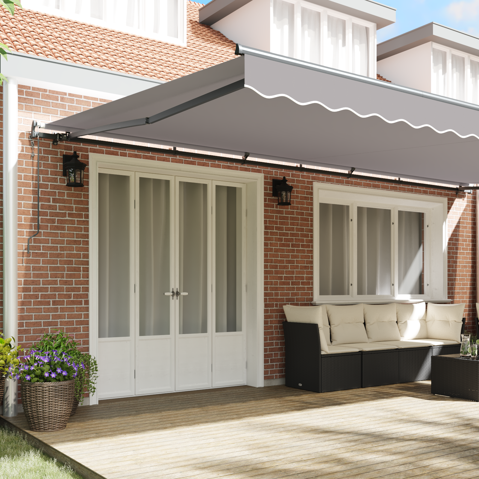 vidaXL Automatische Inklapbare Luifel Lichtgrijs 600x350 cm