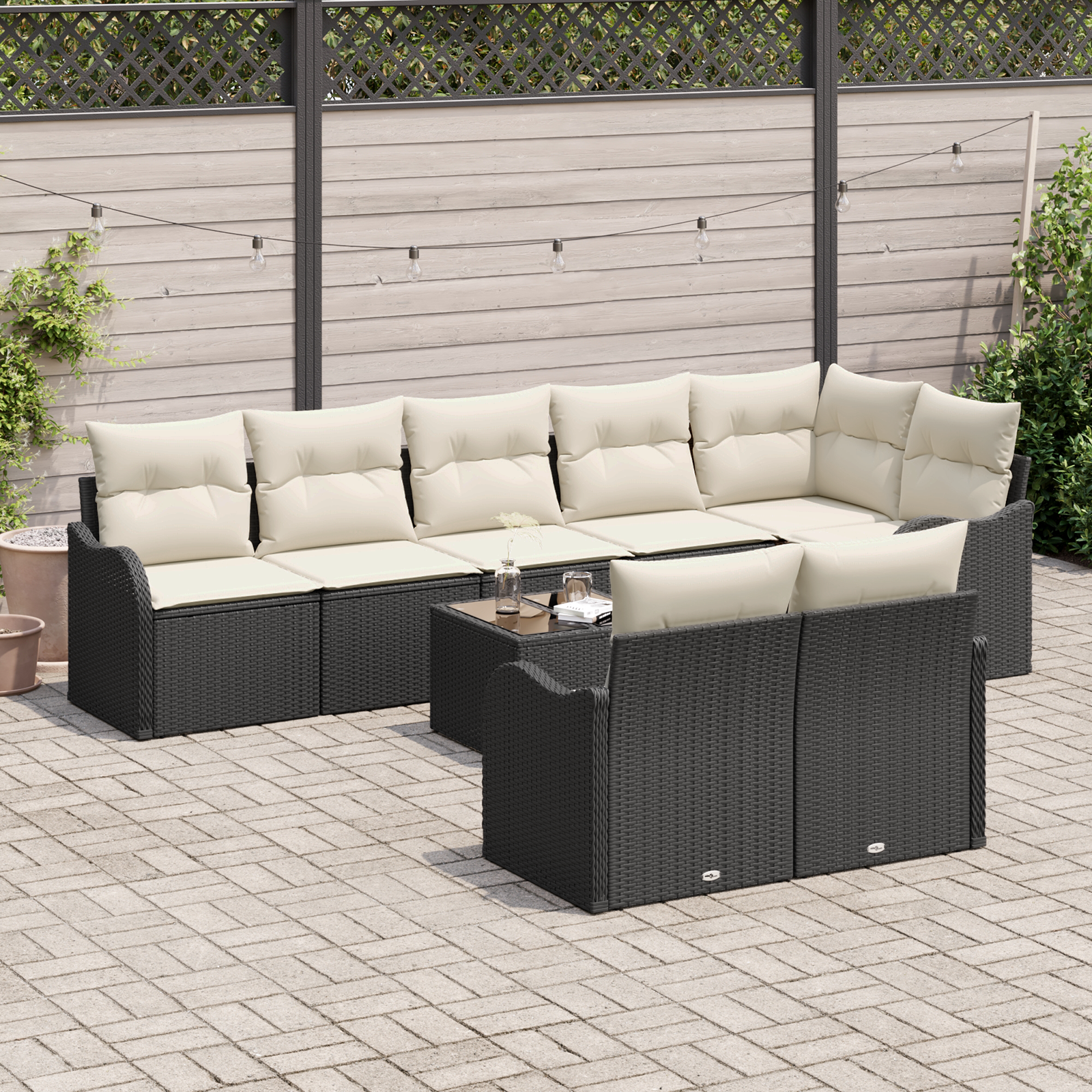 vidaXL 8-delige loungeset met kussens bruin poly rattan