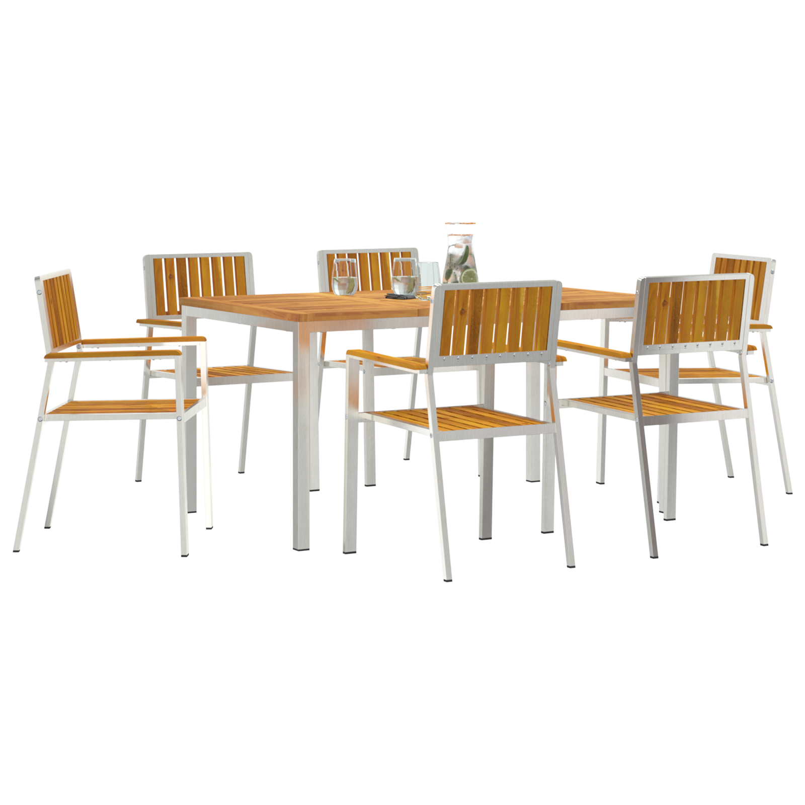 vidaXL 7-delige eetset voor in de tuin van massief acaciahout