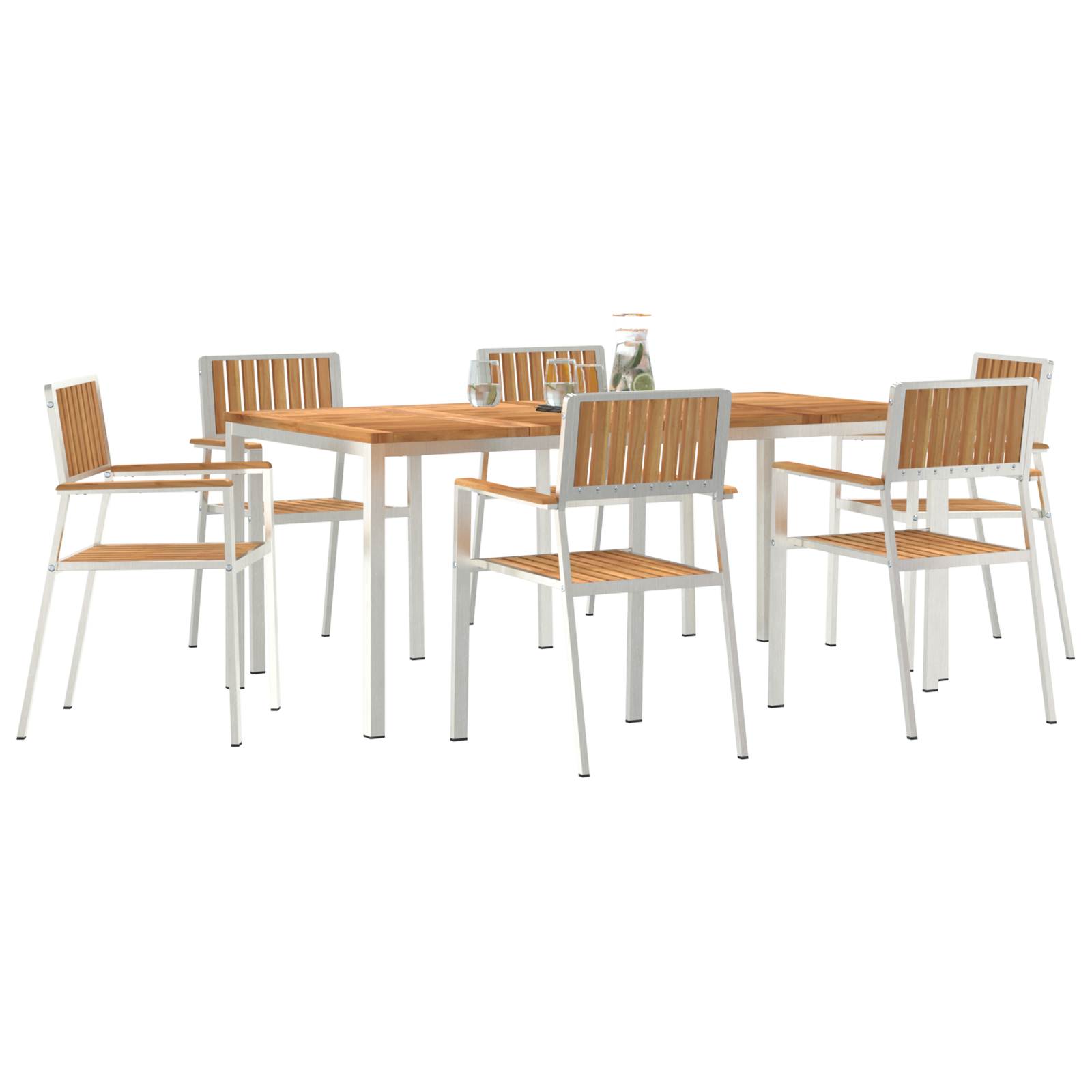 vidaXL 7-delige eetset voor in de tuin van massief teakhout