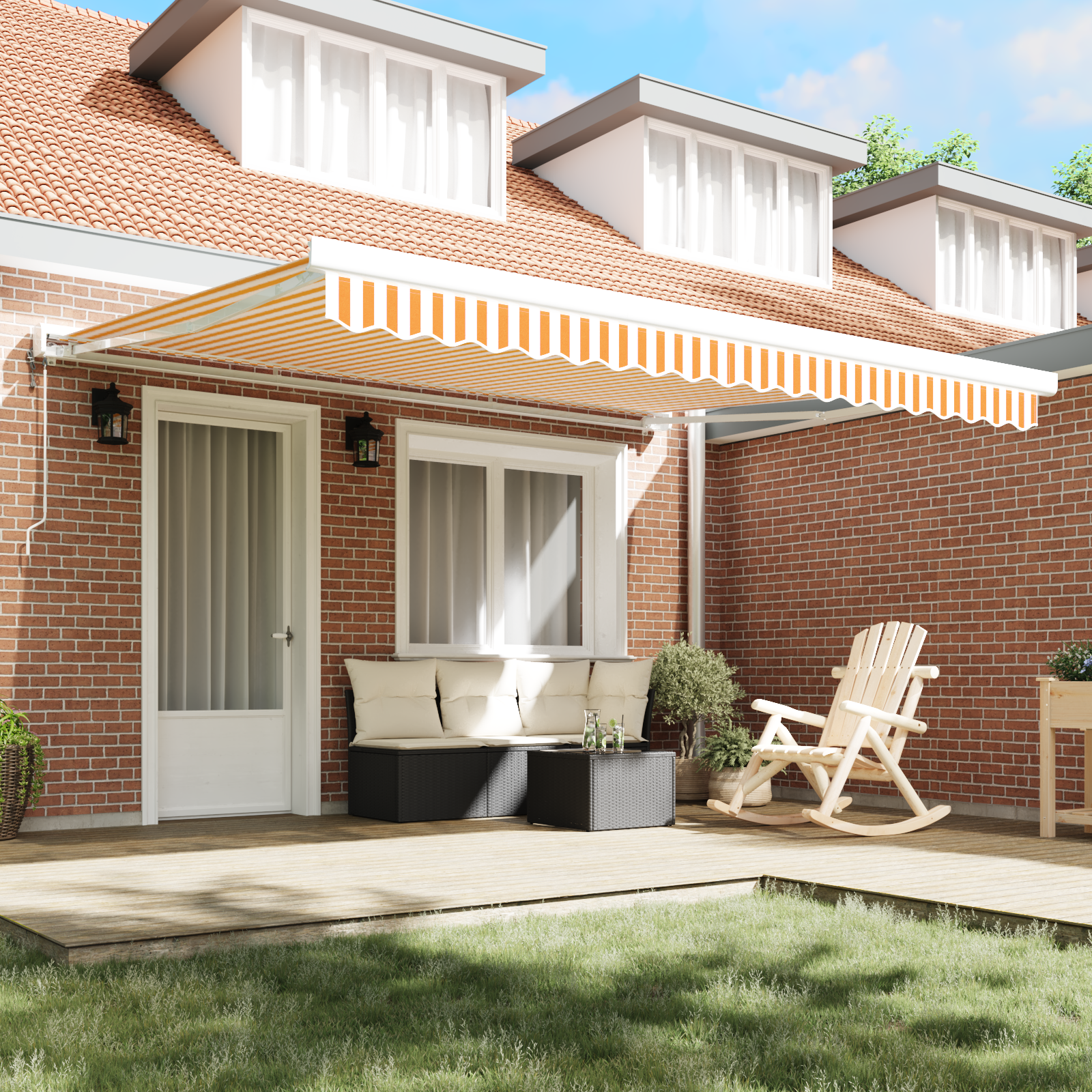 vidaXL Handmatige Inklapbare Luifel Geel en Wit 400x300 cm