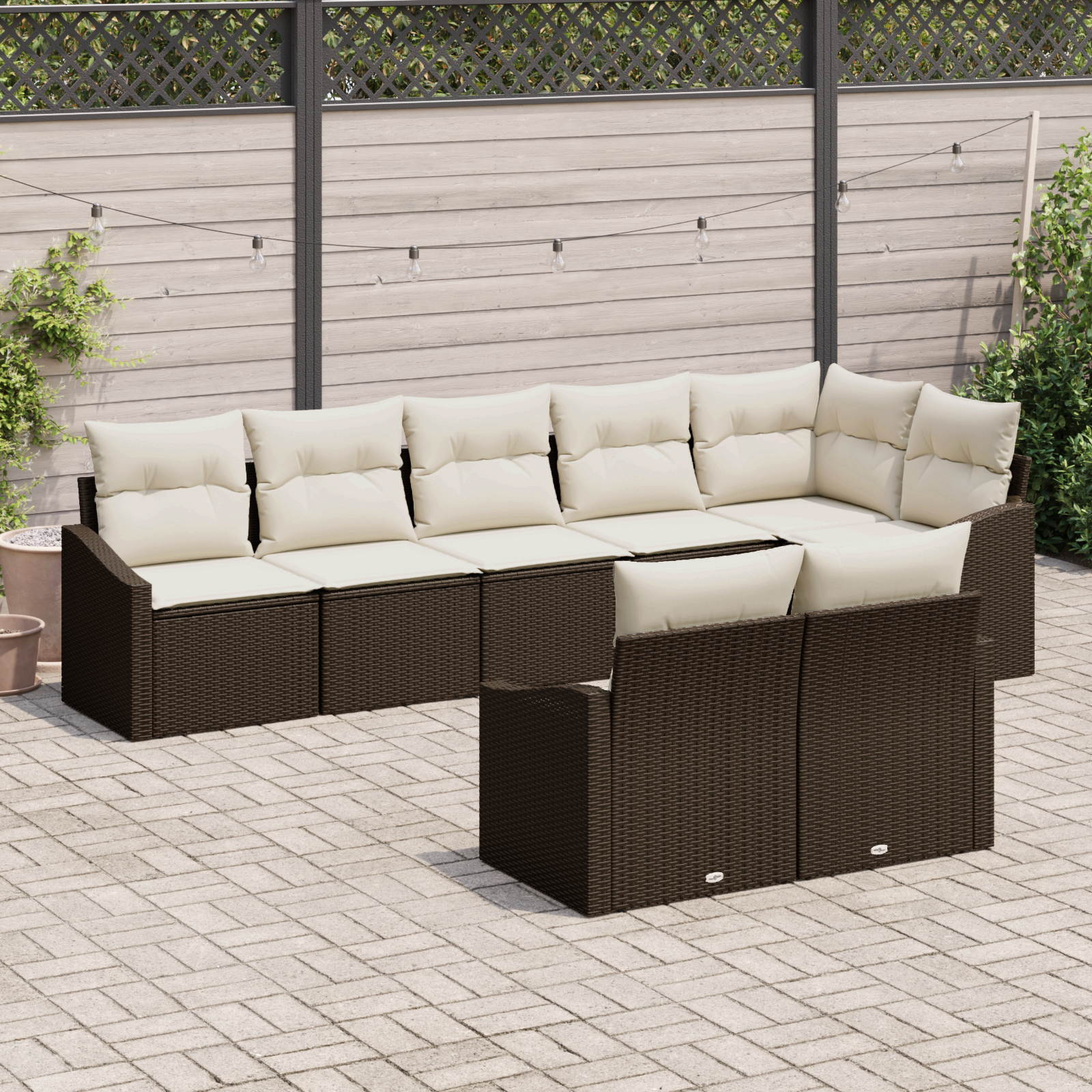 vidaXL 8-delige tuinset met kussens bruin poly rattan