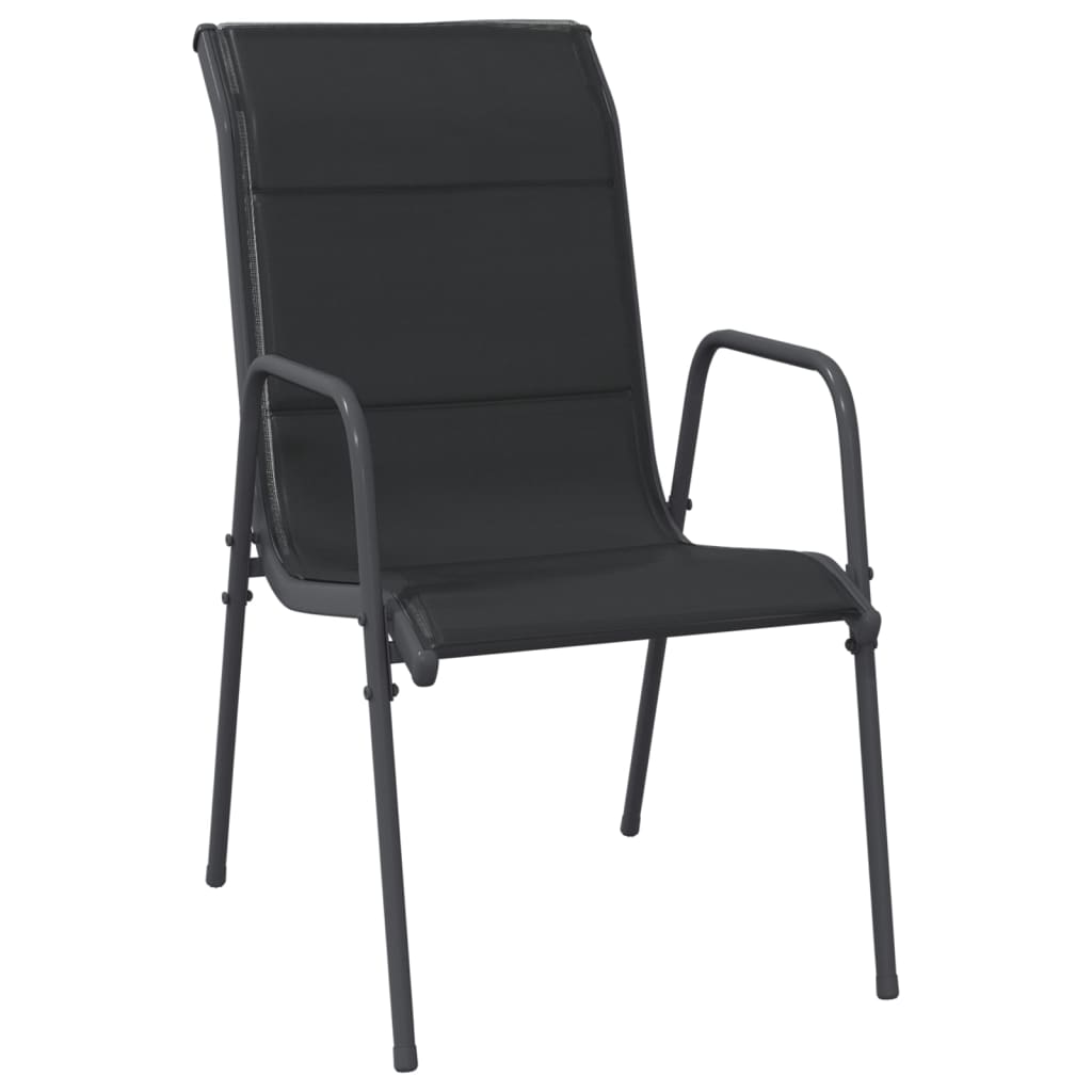 vidaXL Tuinstoelen 2 st staal en textileen zwart