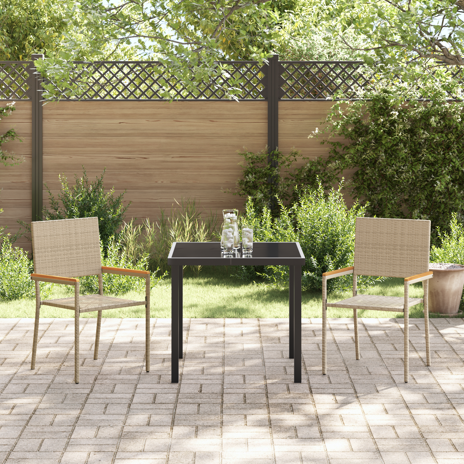 vidaXL Stapelbare Tuinstoelen - 2 Stuks in Beige Poly Rattan