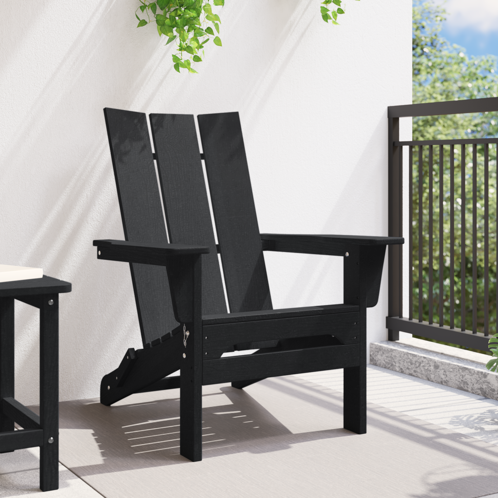 vidaXL Vouw Adirondack Stoel Zwart 74,5x80,5x90 cm HDPE