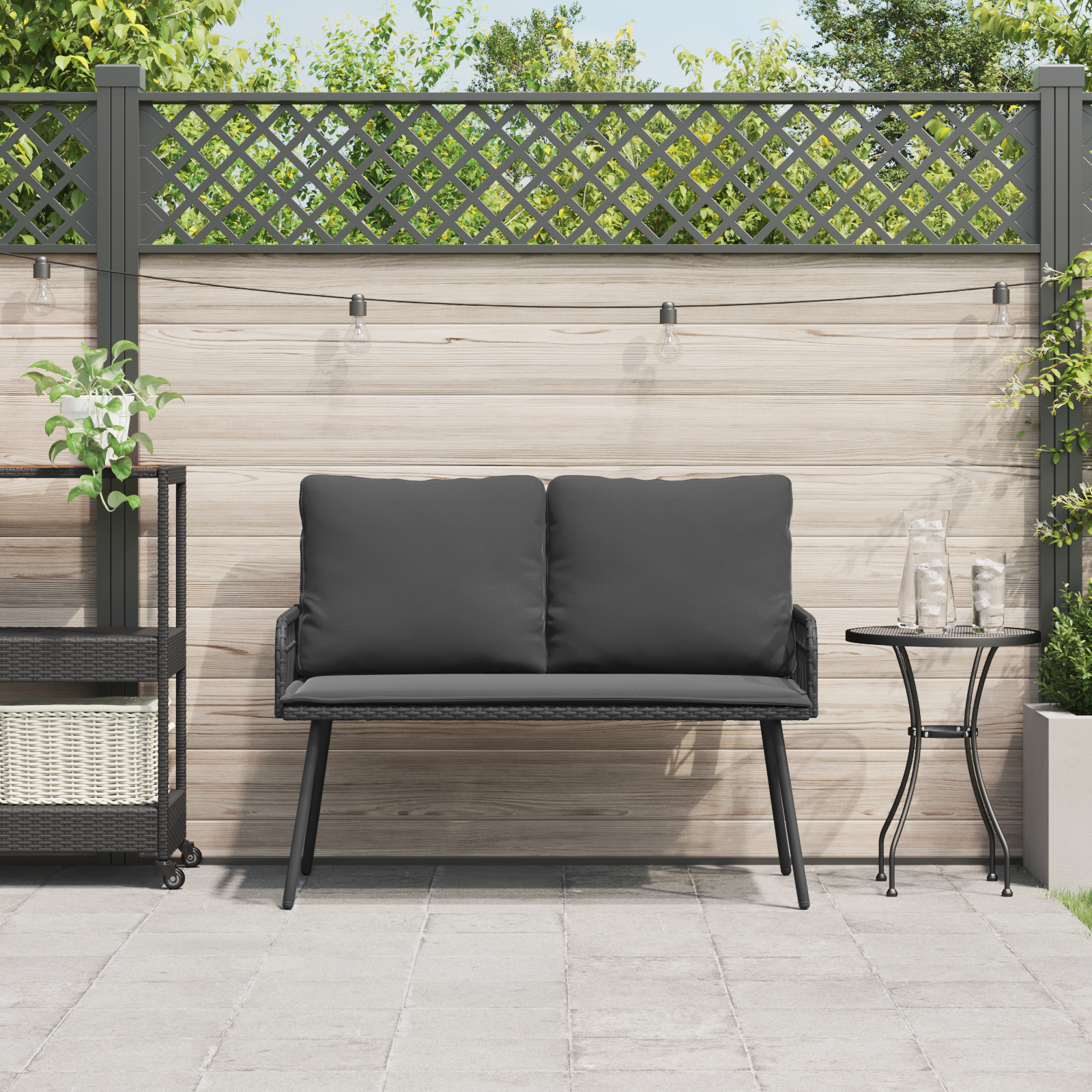vidaXL Tuinbank 114x64x78 cm poly rattan donkergrijs