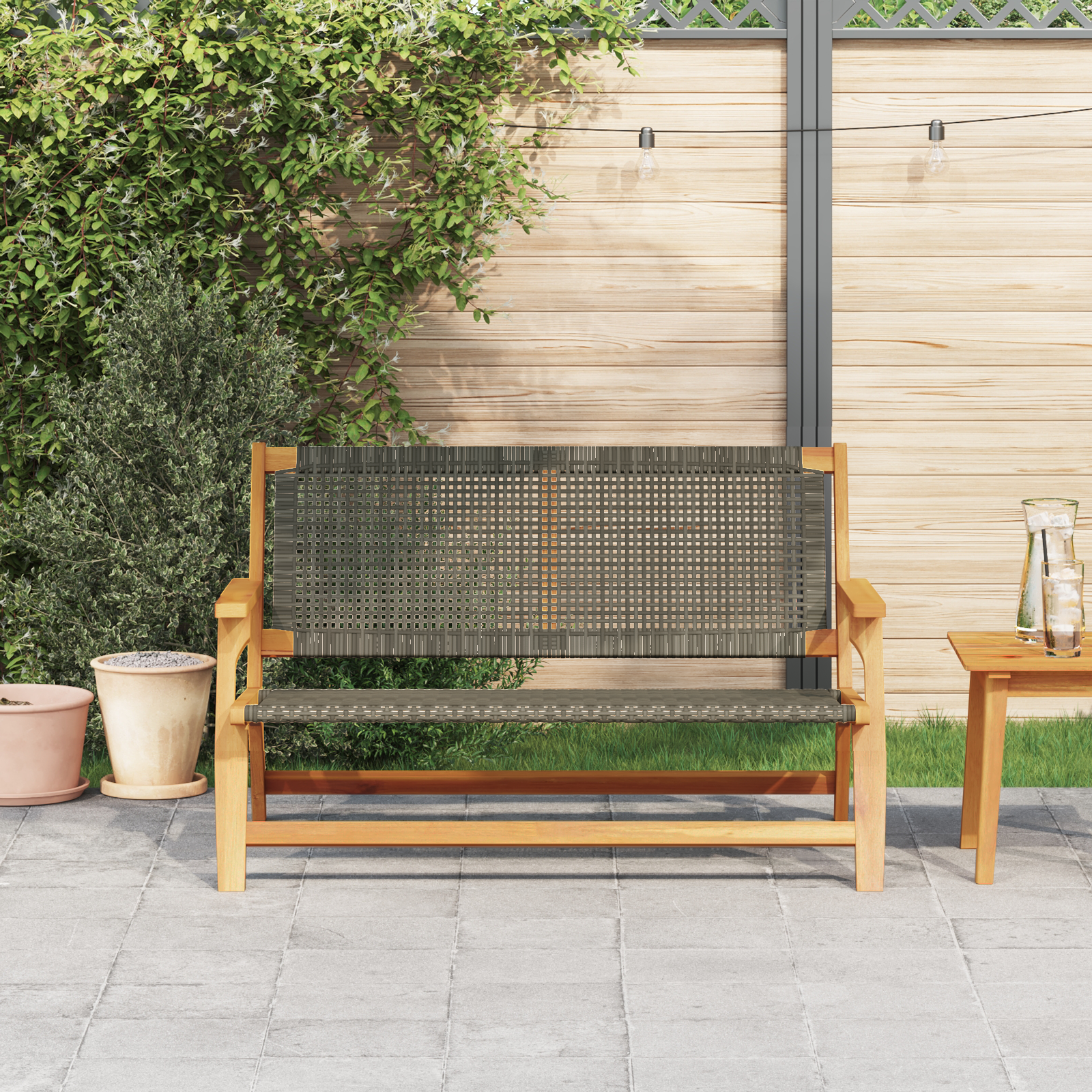vidaXL Tuinbank Grijs 122x76x73,5 cm Massief Acaciahout