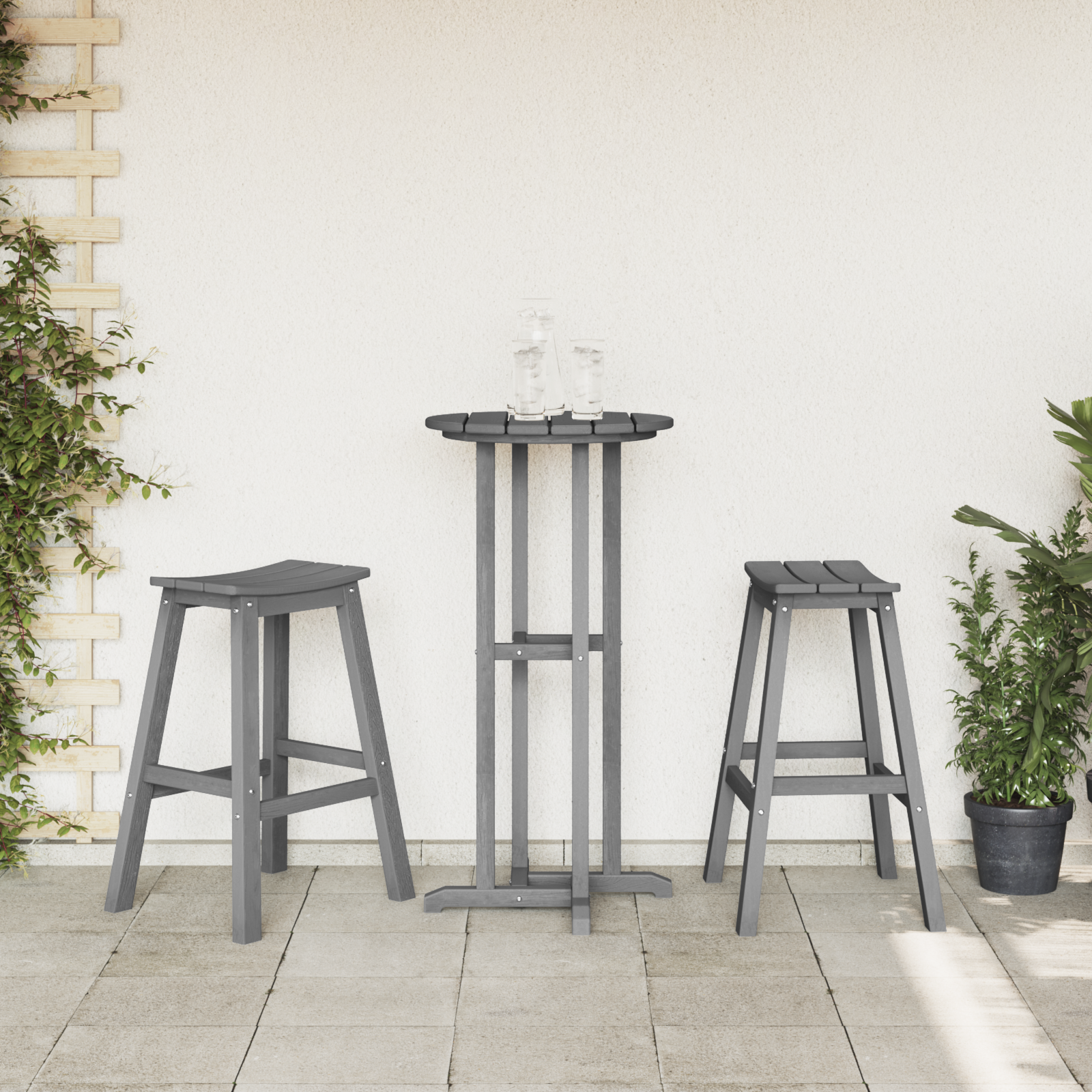 vidaXL Barkrukken 2 stuks Lichtgrijs HDPE