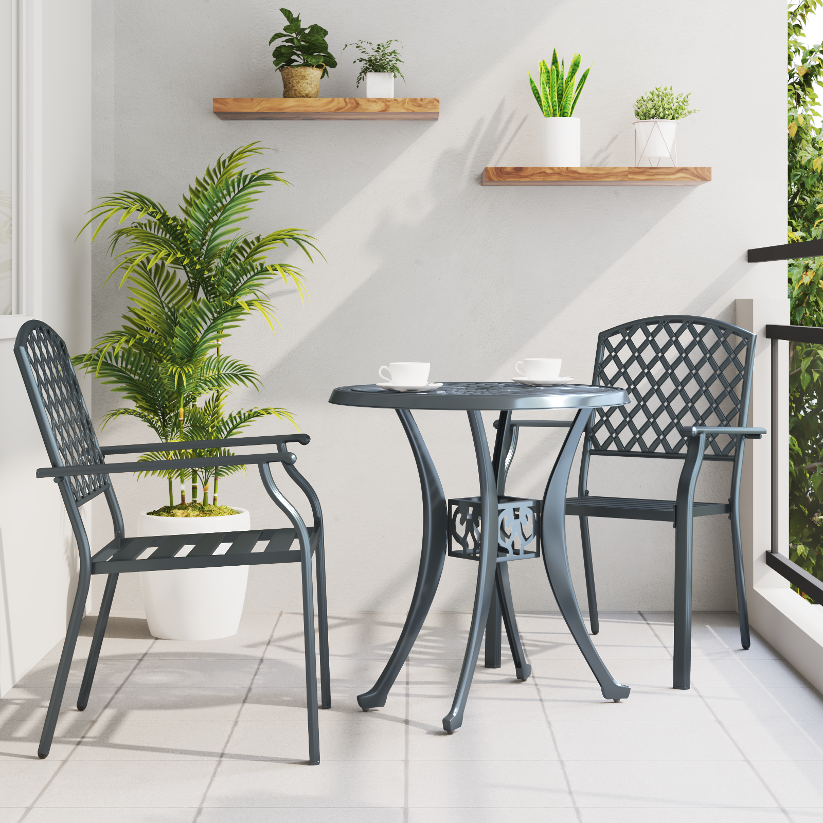 vidaXL Tuinstoelen 2 st stapelbaar staal antracietkleurig