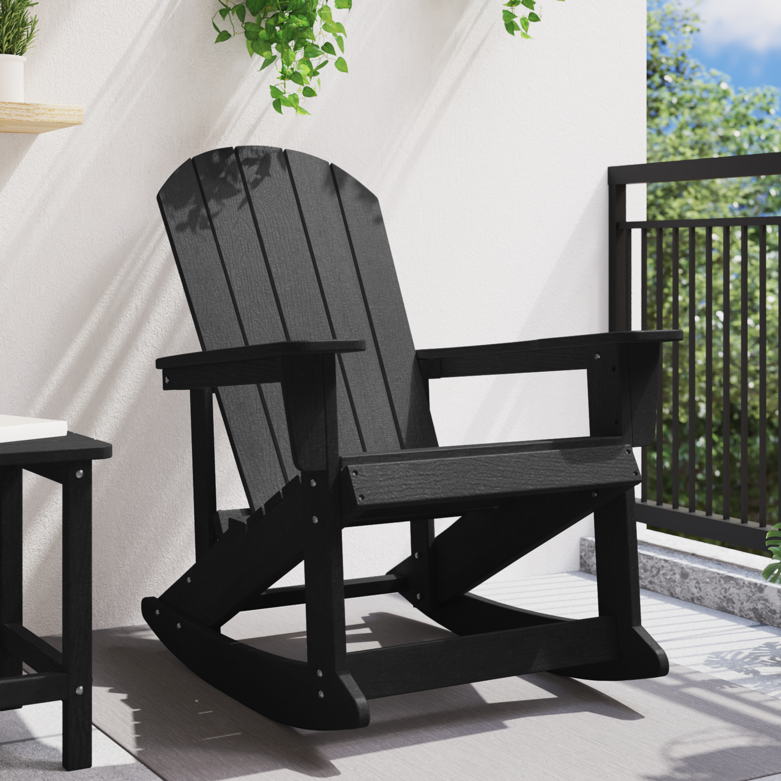 vidaXL Adirondack Schommelstoel Zwart 73,5x92x90 cm HDPE