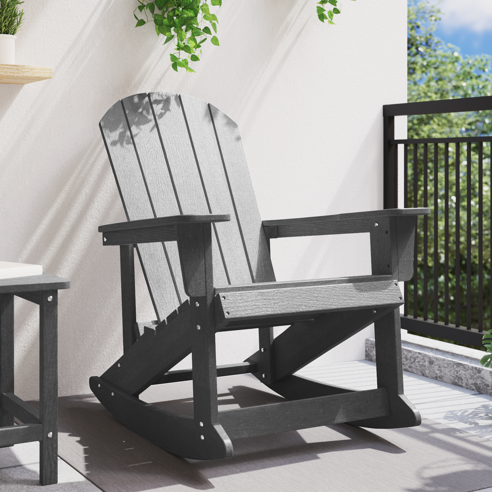 vidaXL Adirondack Schommelstoel Lichtgrijs 73,5x92x90 cm HDPE