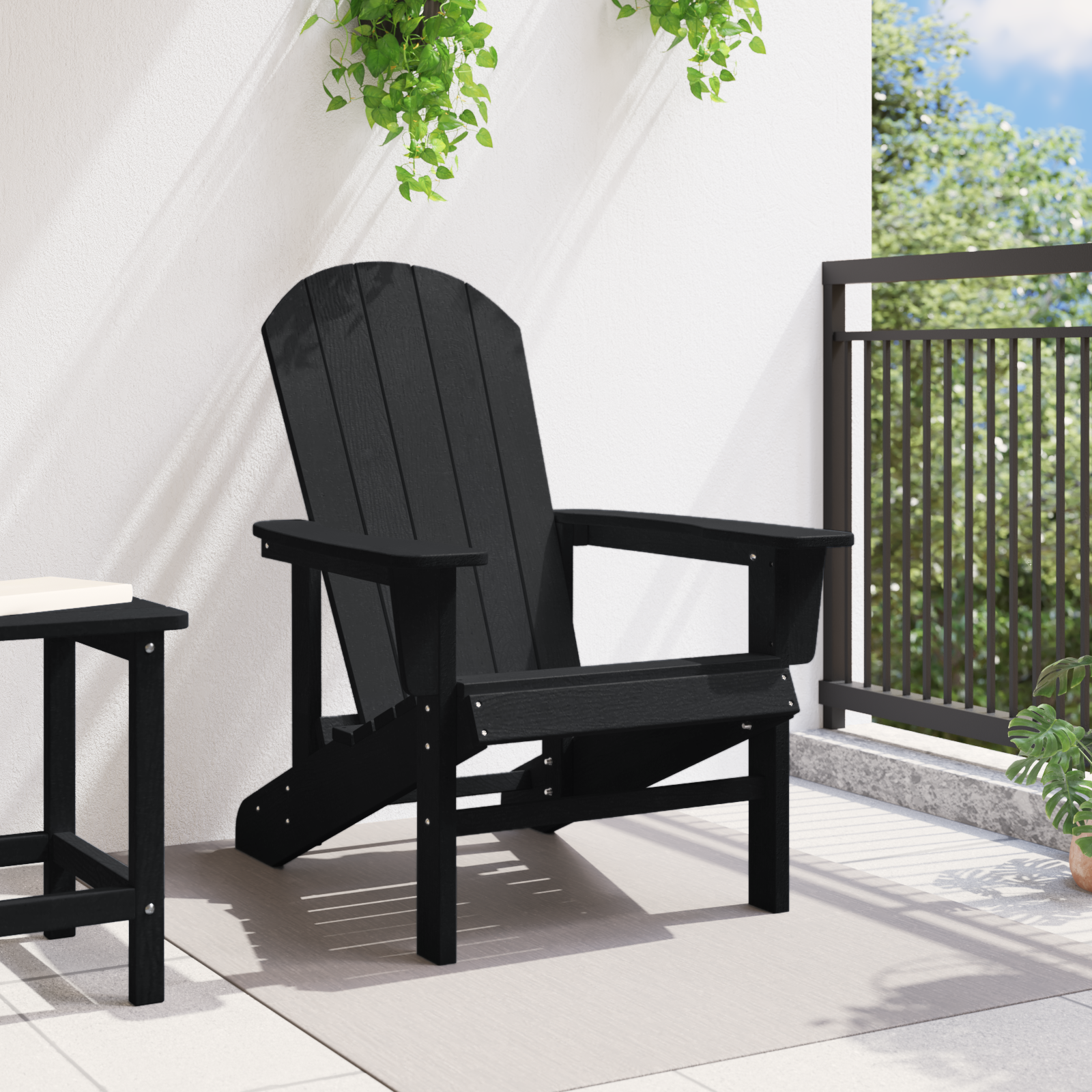 vidaXL Ligbed Adirondack Zwart 74x82x91 cm HDPE