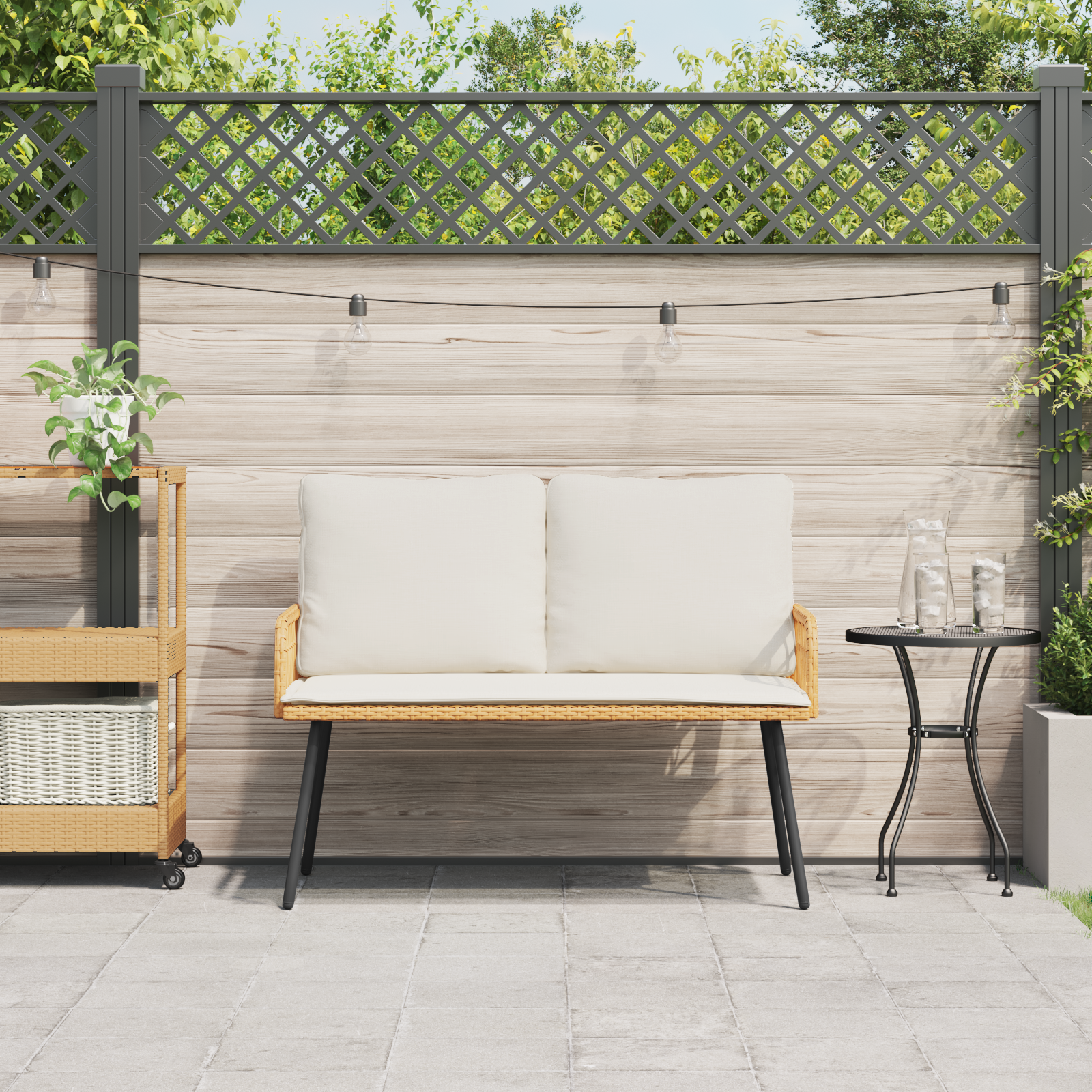 vidaXL Tuinbank 114x64x78 cm poly rattan naturel