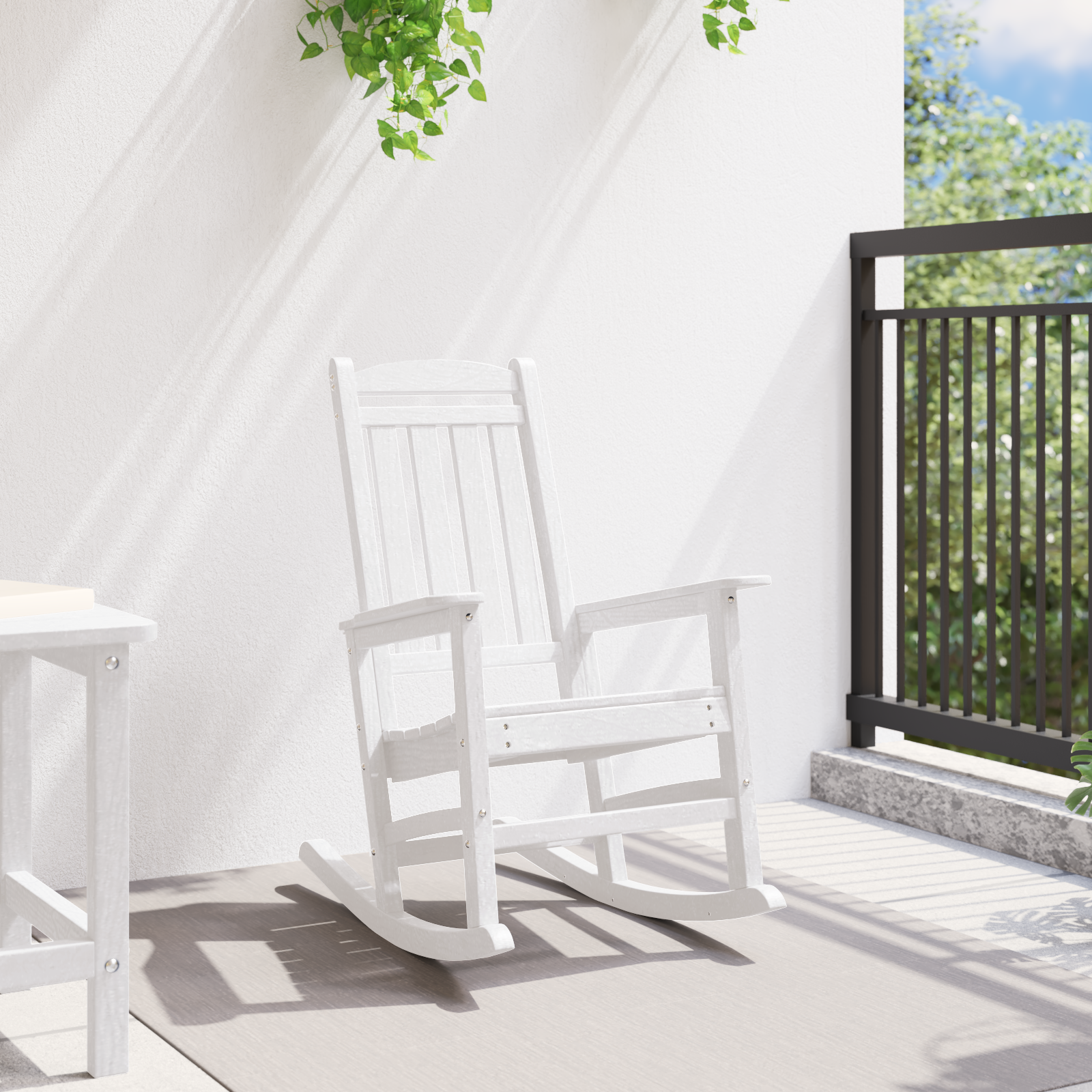 vidaXL Tuinligstoel Wit 70x92x108 cm HDPE