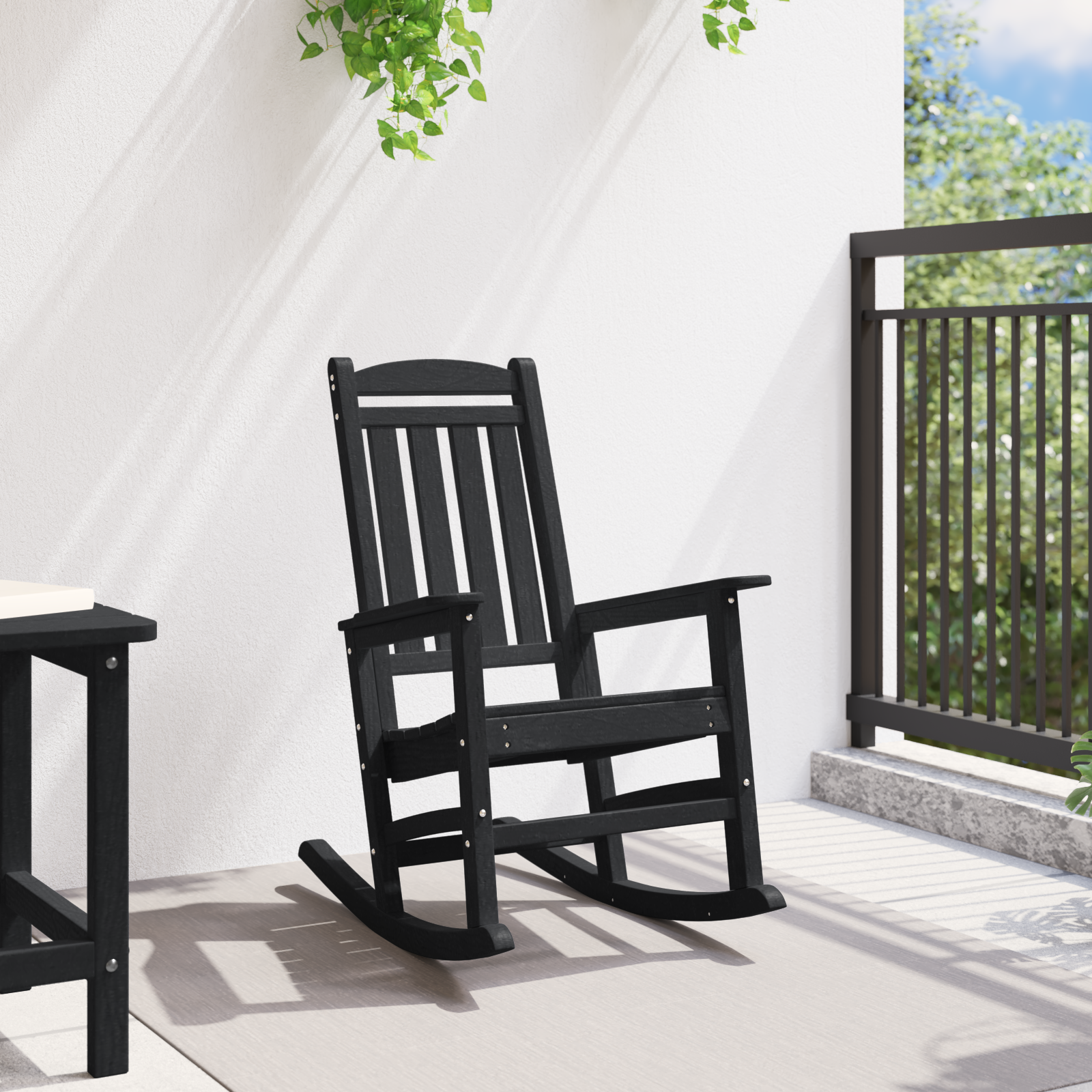 vidaXL Tuin Schommelstoel Zwart 70x92x108 cm HDPE