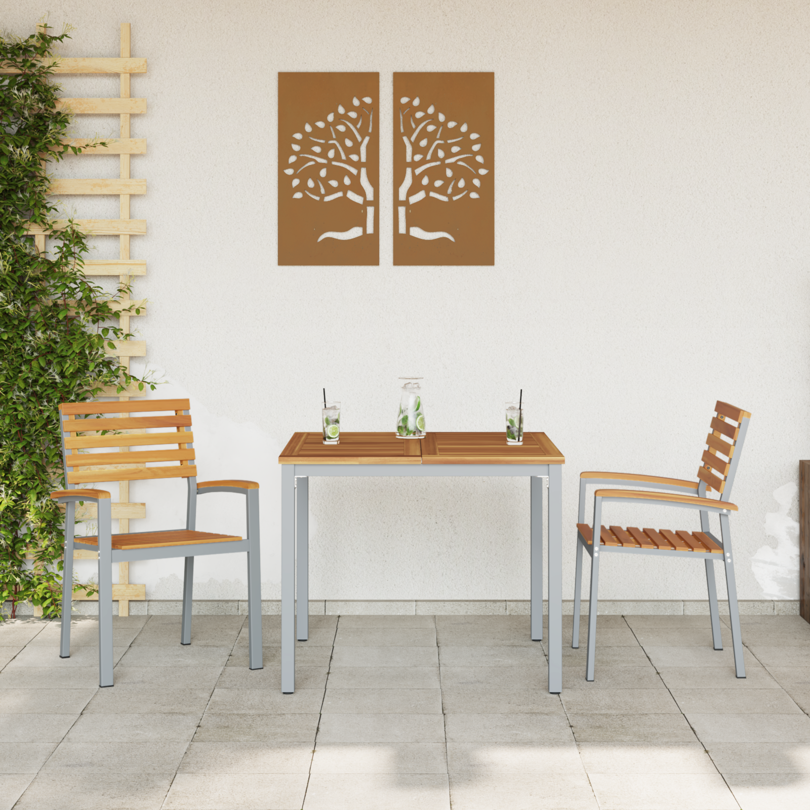 vidaXL Tuinstoelen 2 st massief acaciahout en staal grijs