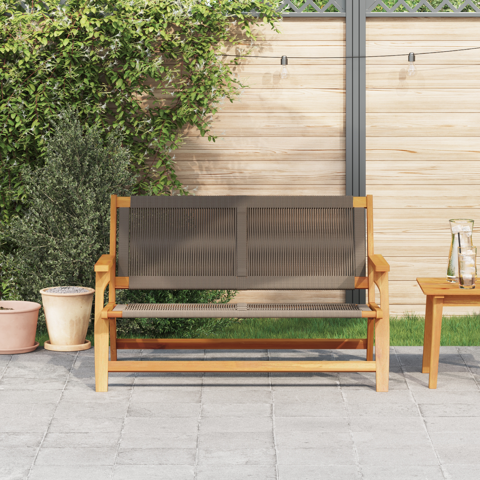vidaXL Tuinbank Grijs 76x122x73 cm Massief Acaciahout