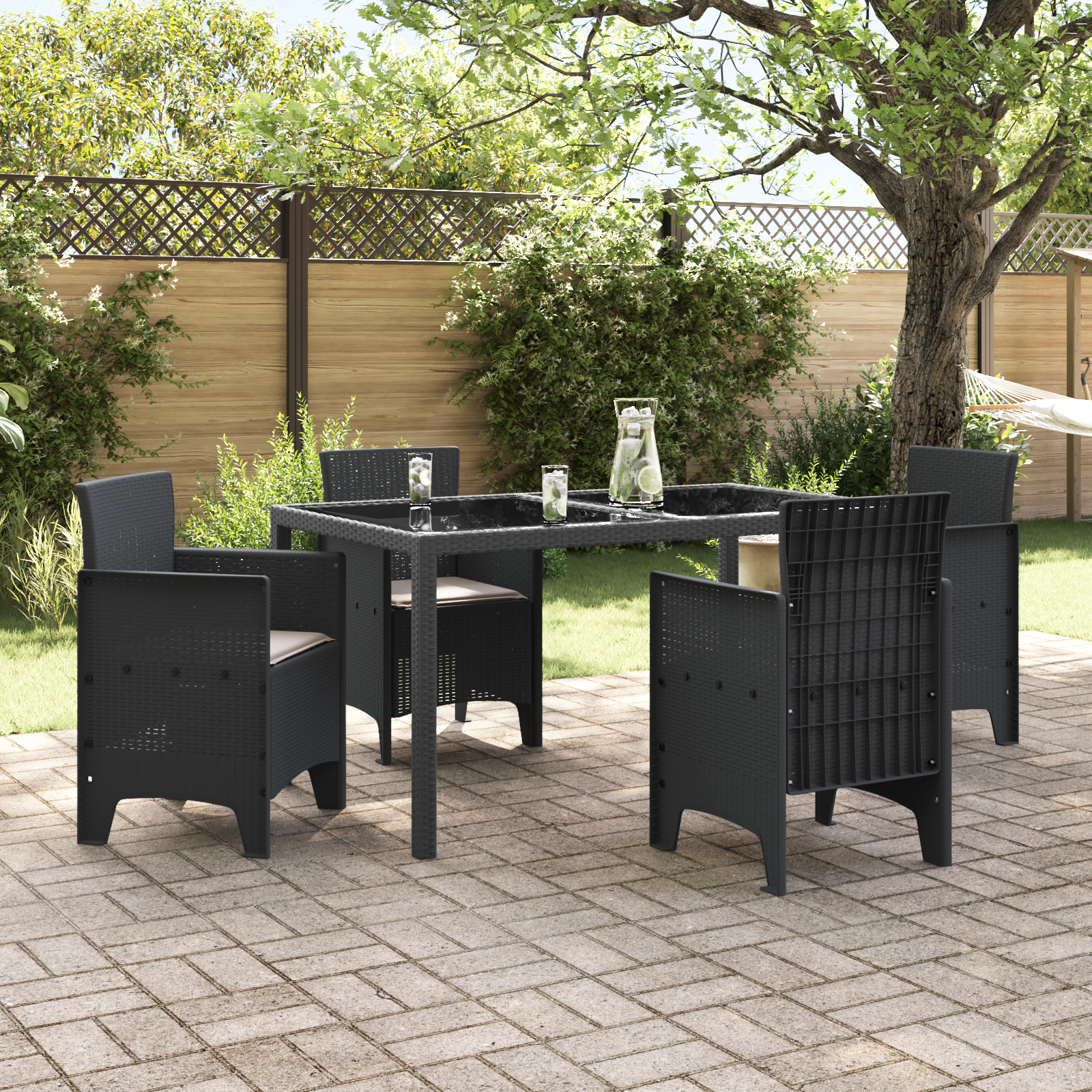 vidaXL Tuinstoelen met Kussens 4 pcs Anthraciet Poly Rattan