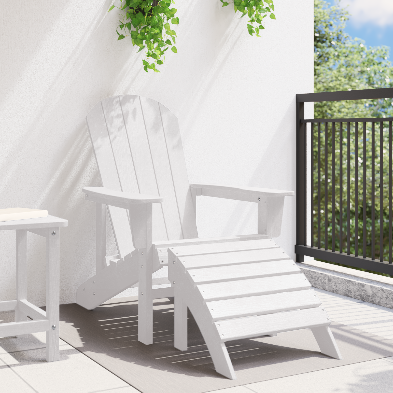 vidaXL Ligbed Adirondack met Voetsteun - Wit HDPE